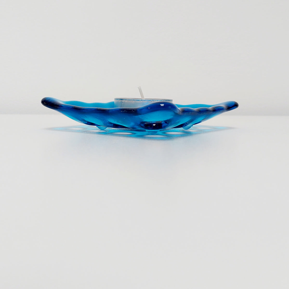 Turquoise Glass Soap Dish with Holes
