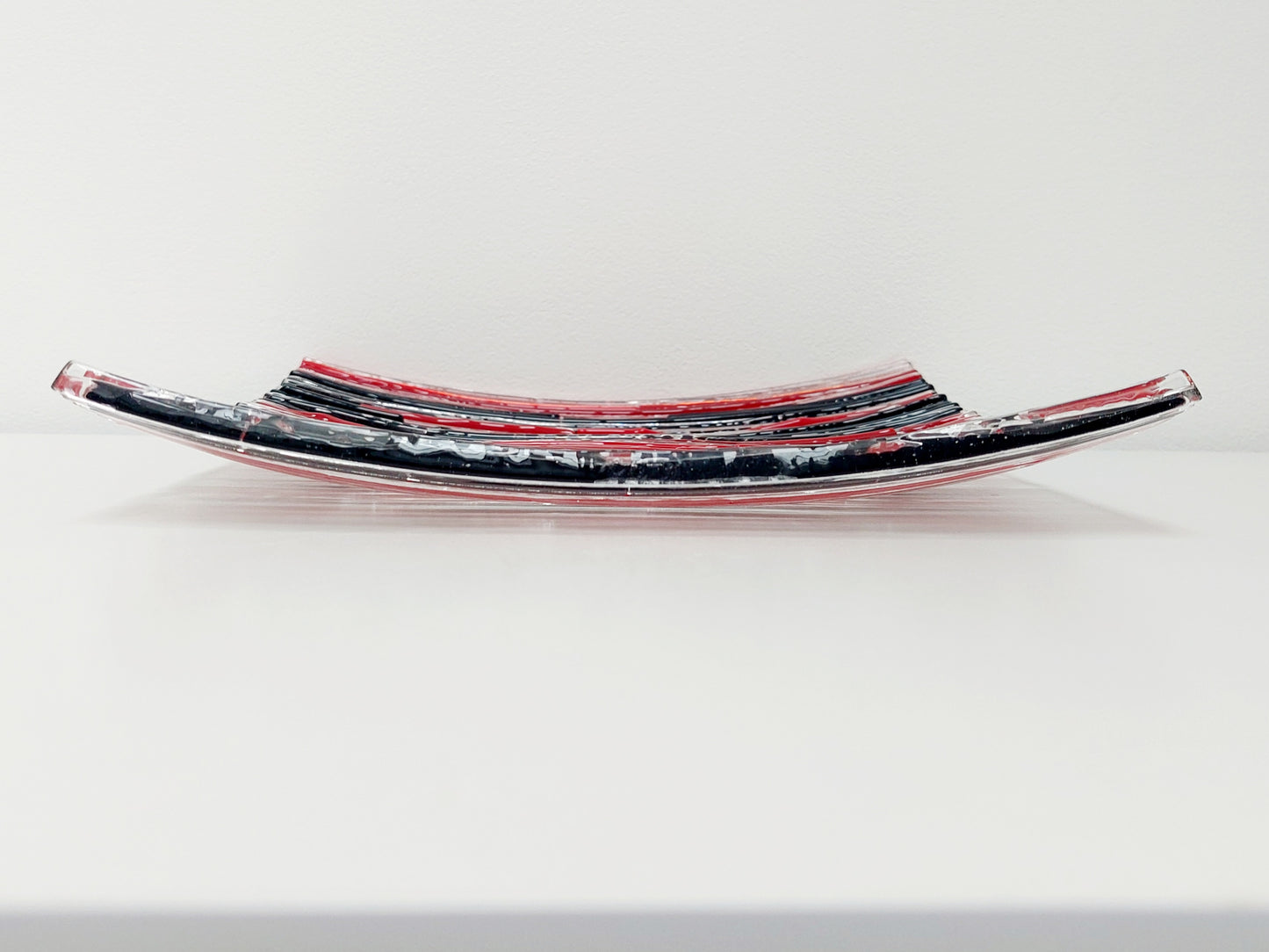 Red and Black Textured Glass Plate