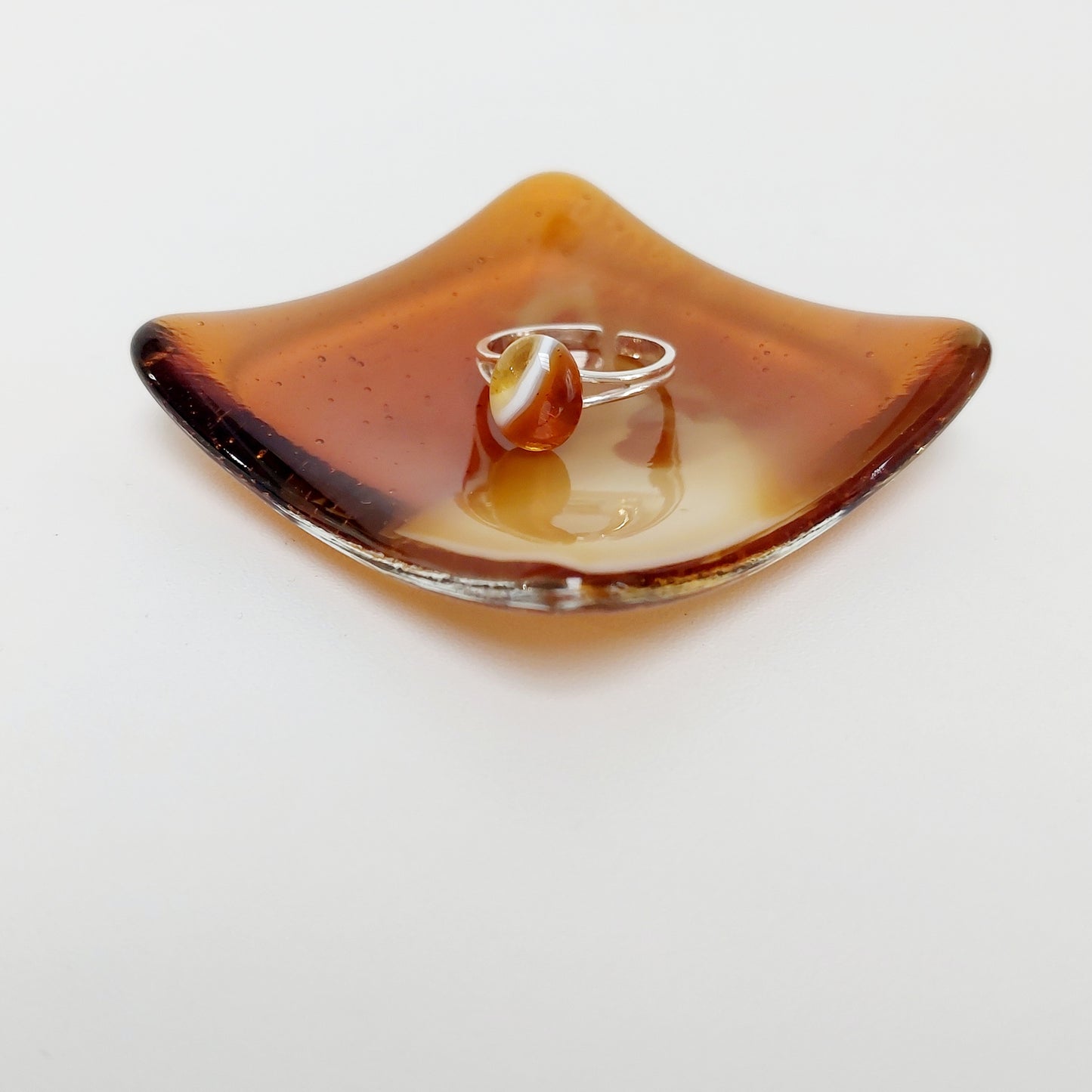 Amber Glass Art Ring Dish