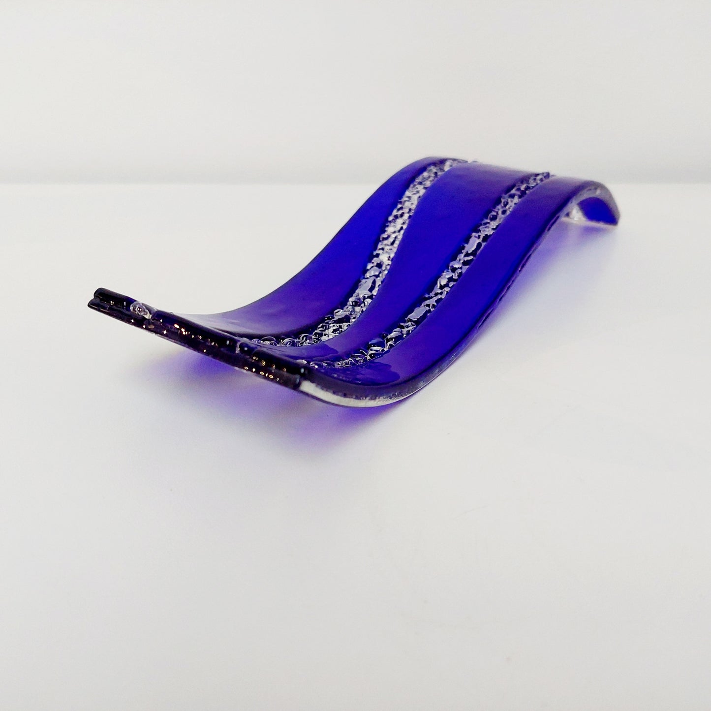 Handmade Cobalt Blue Glass Wave, Lake District Inspired Sculpture
