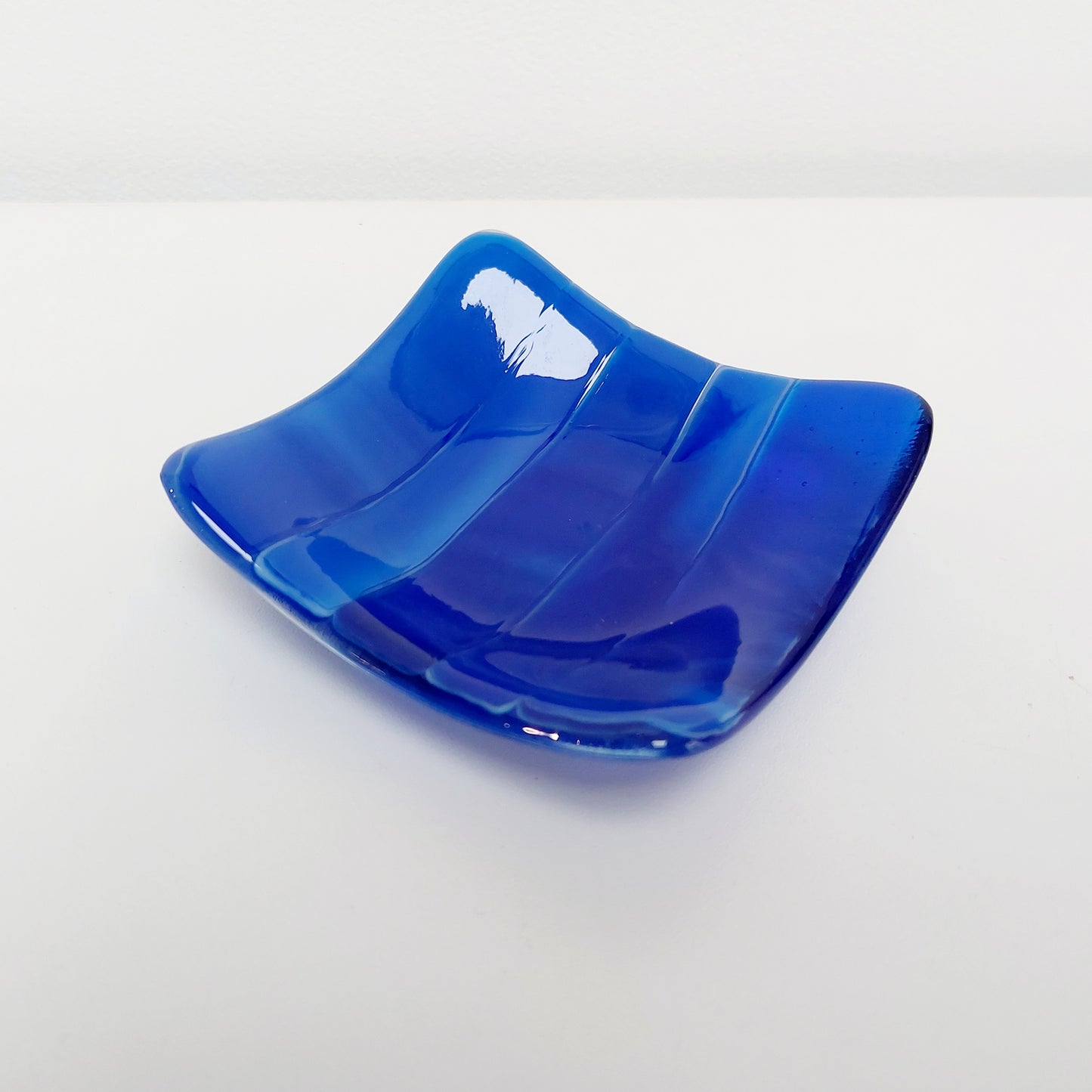 Blue Glass Art Trinket Bowl