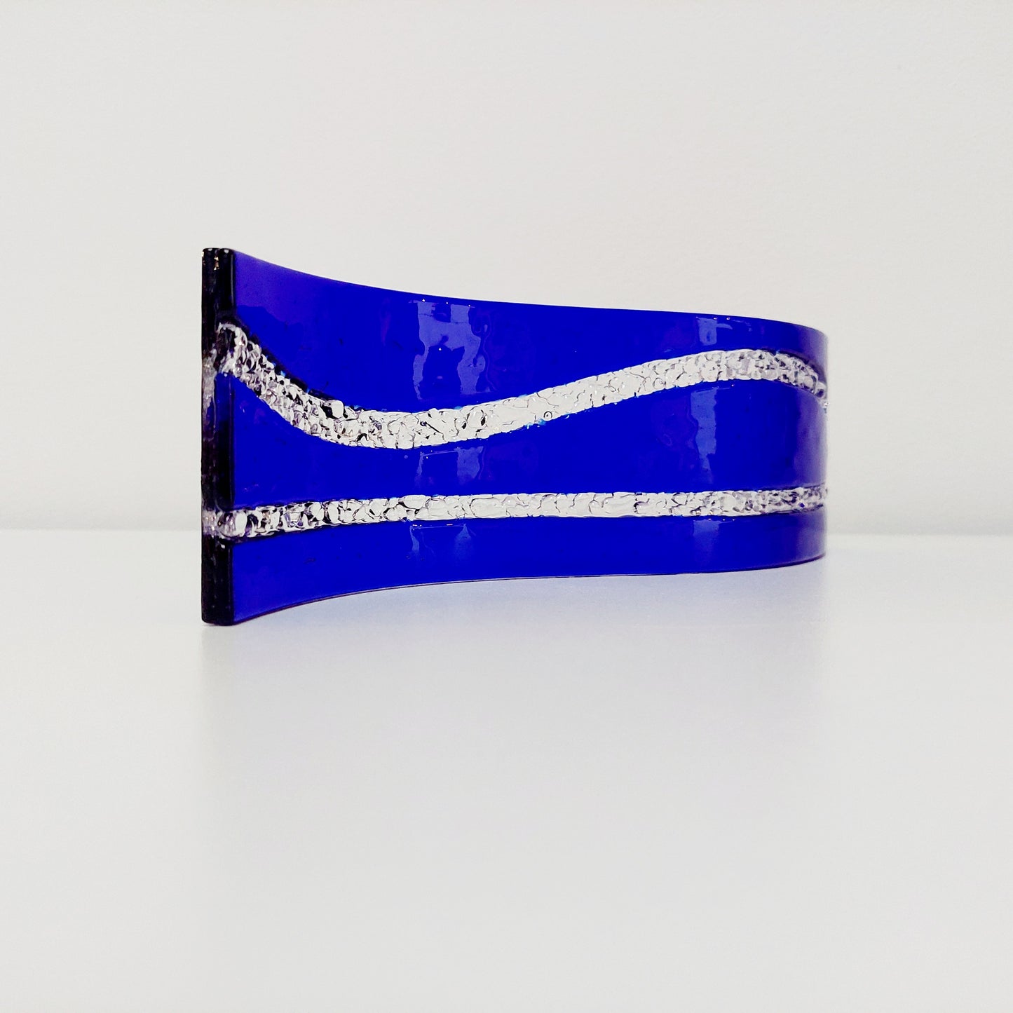 Handmade Cobalt Blue Glass Wave, Lake District Inspired Sculpture