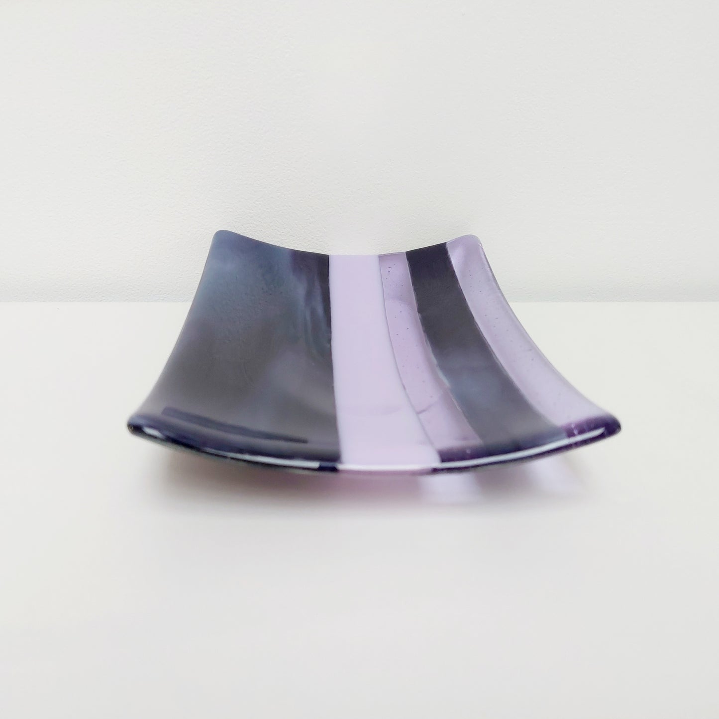 Midnight Glass Art Plate, Handmade Lilac and Purple Decorative Tray