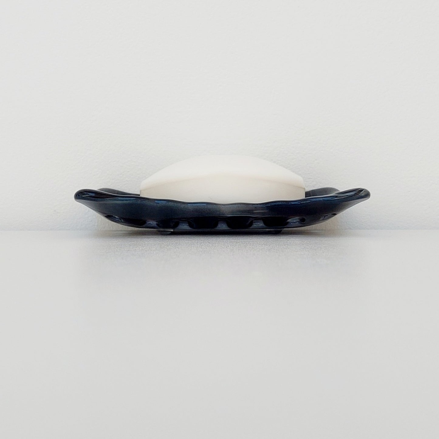 Rectangular Stone Grey Glass Soap Dish with Holes