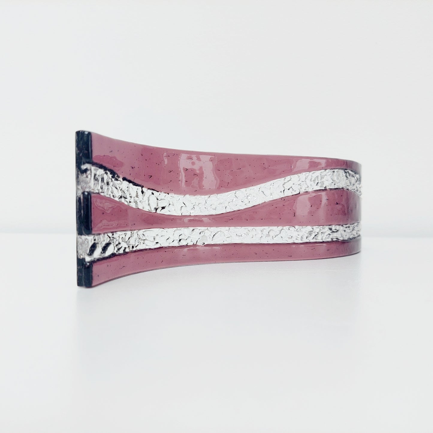 Plum Glass Art Wave, Contemporary Handmade Ornament