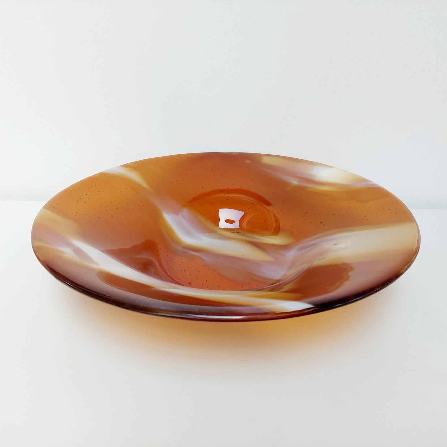 Large Artisan Amber Glass Bowl