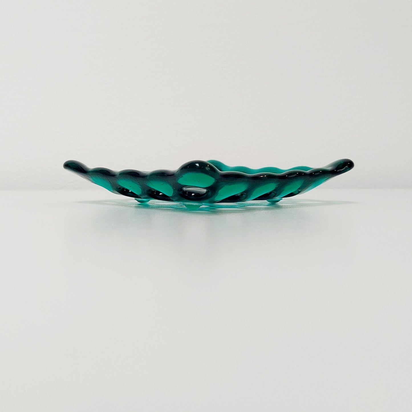 Emerald Green Glass Soap Dish with Holes