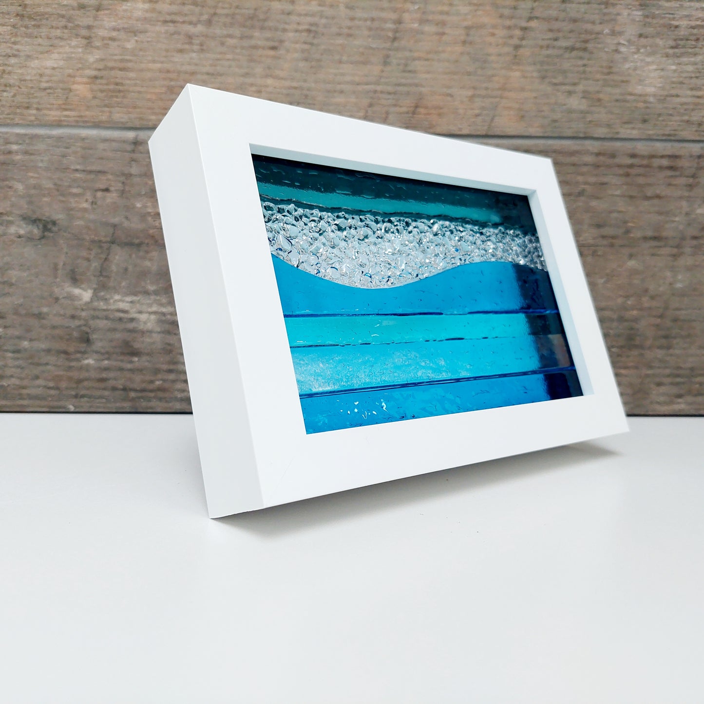 Turquoise & Aqua Framed Glass Picture - Derwent Water Inspired