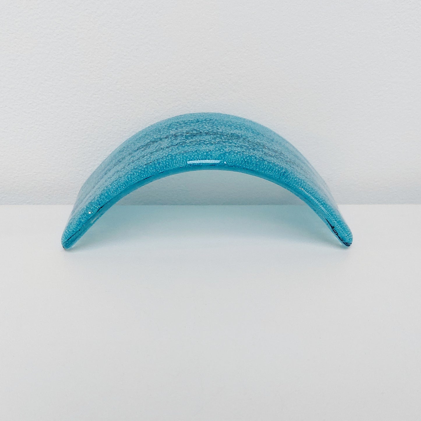 Ocean Fused Glass Art Curve, Handmade Turquoise Ornament