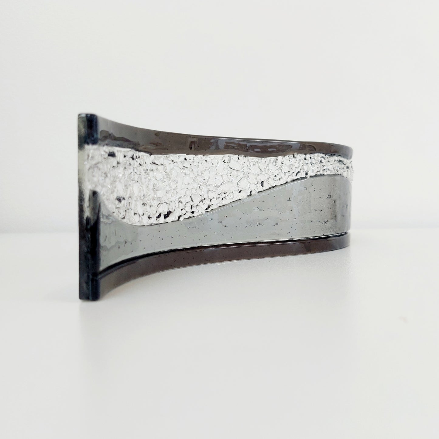 Silver Grey and Charcoal Glass Wave