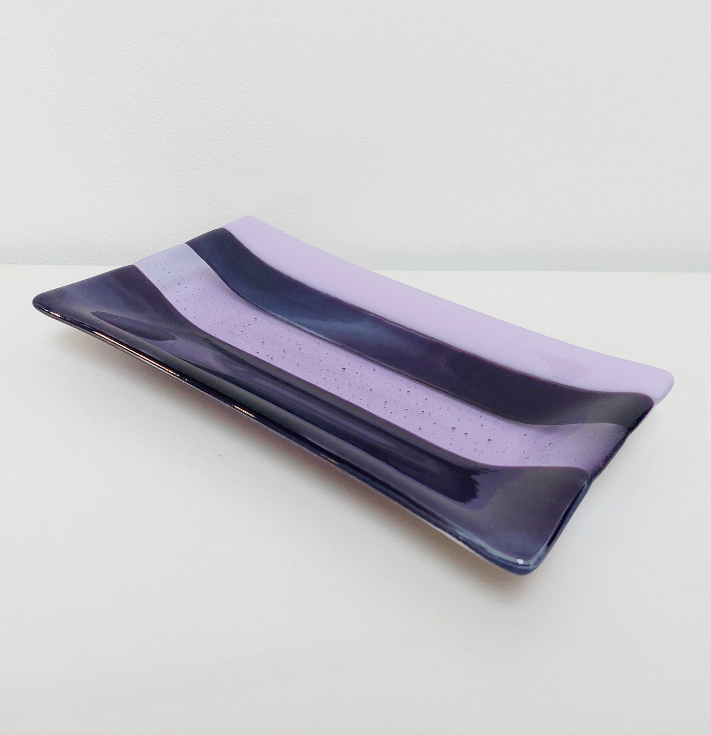 Midnight Glass Art Platter, Handmade Lilac and Purple Plate