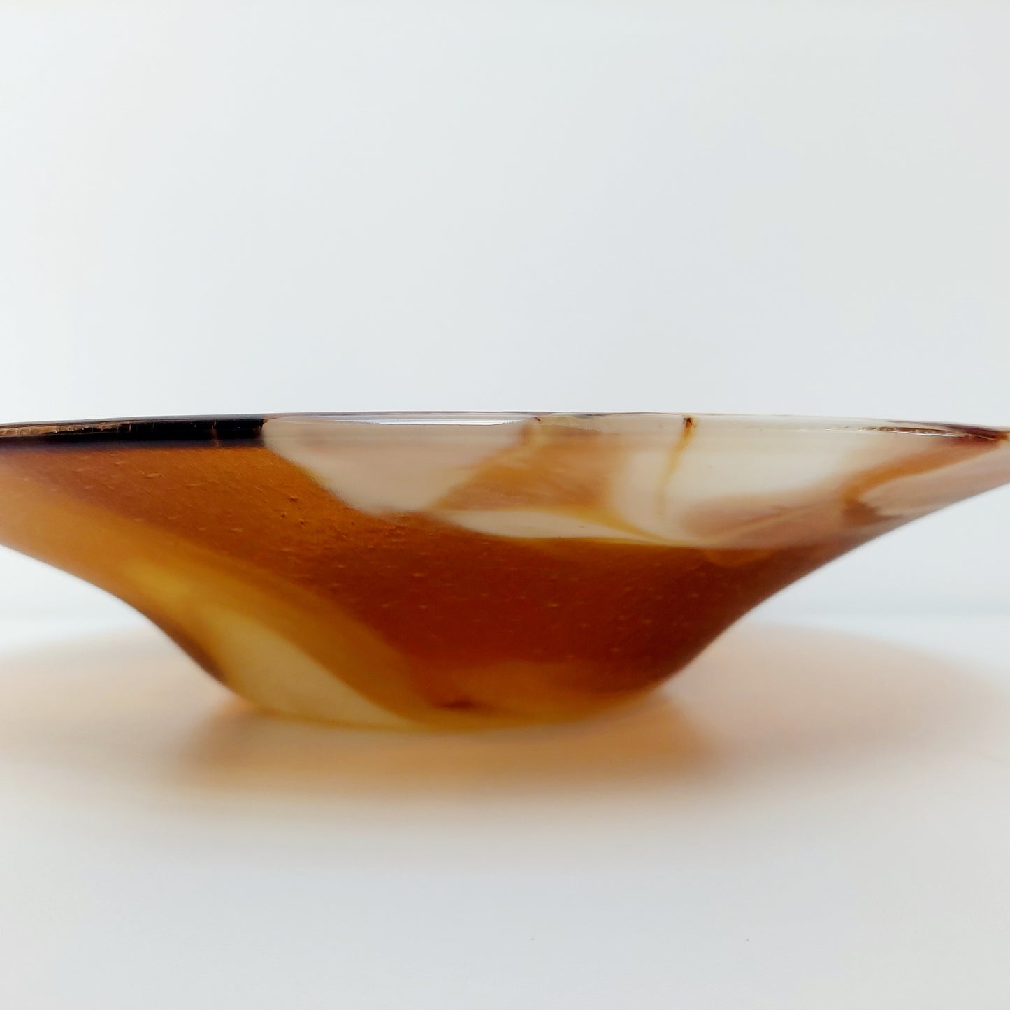 Large Artisan Amber Glass Bowl