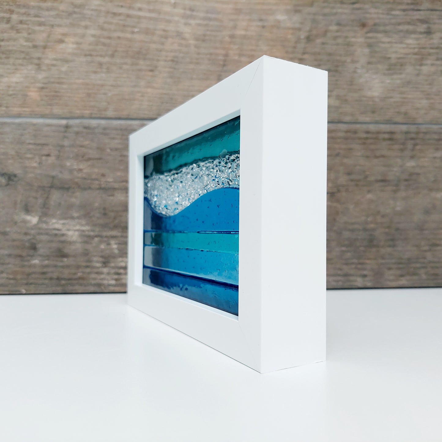 Turquoise & Aqua Framed Glass Picture - Derwent Water Inspired