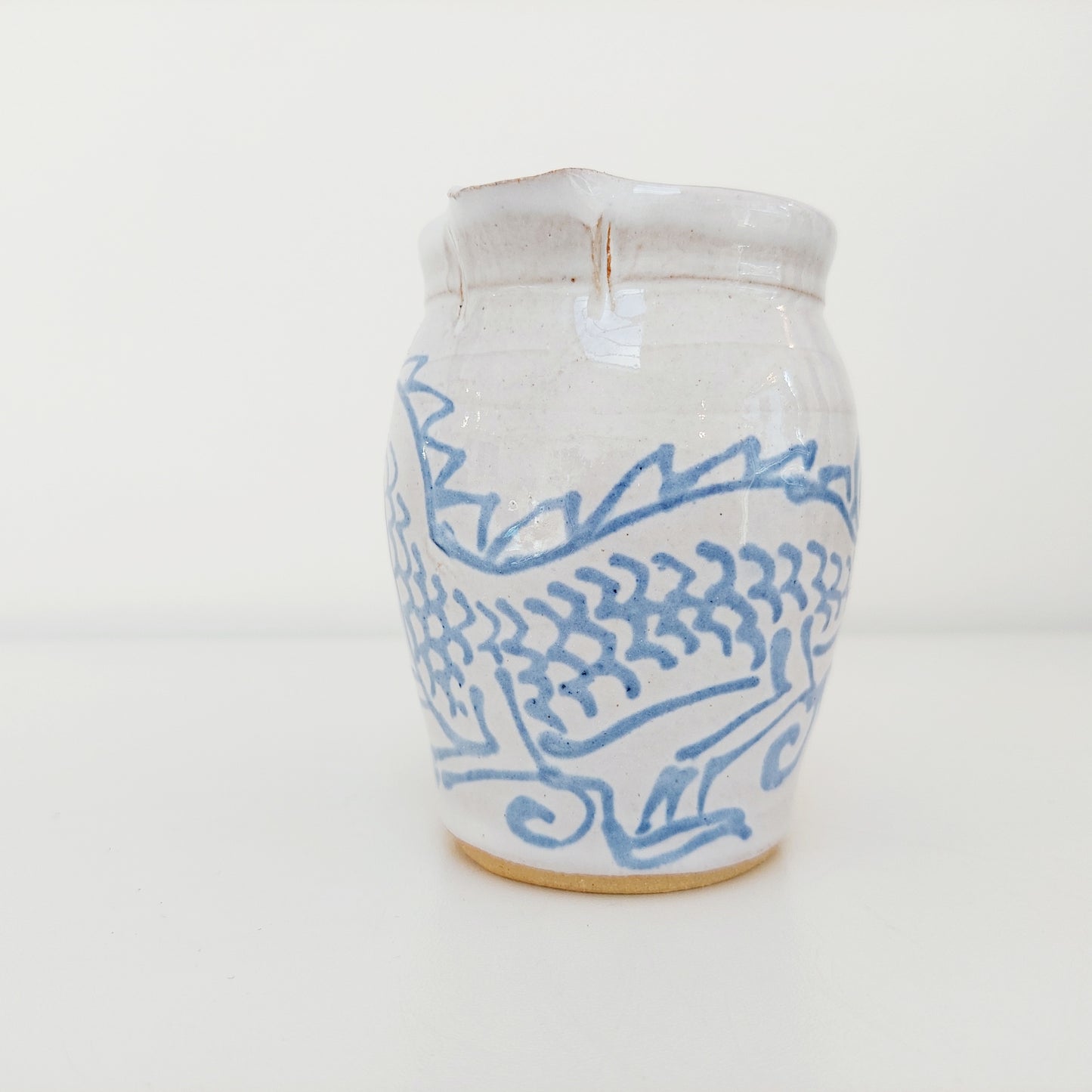 Blue & White Pottery Milk Jug with Dragon Motif