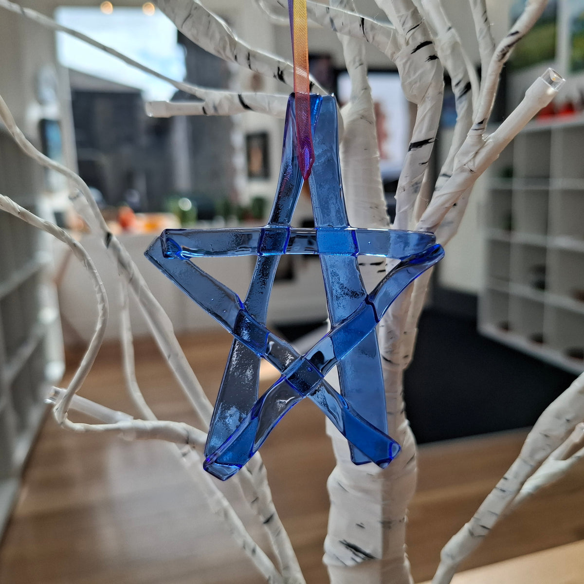 Handnade Sky Blue Glass Star | Christmas Tree Ornament