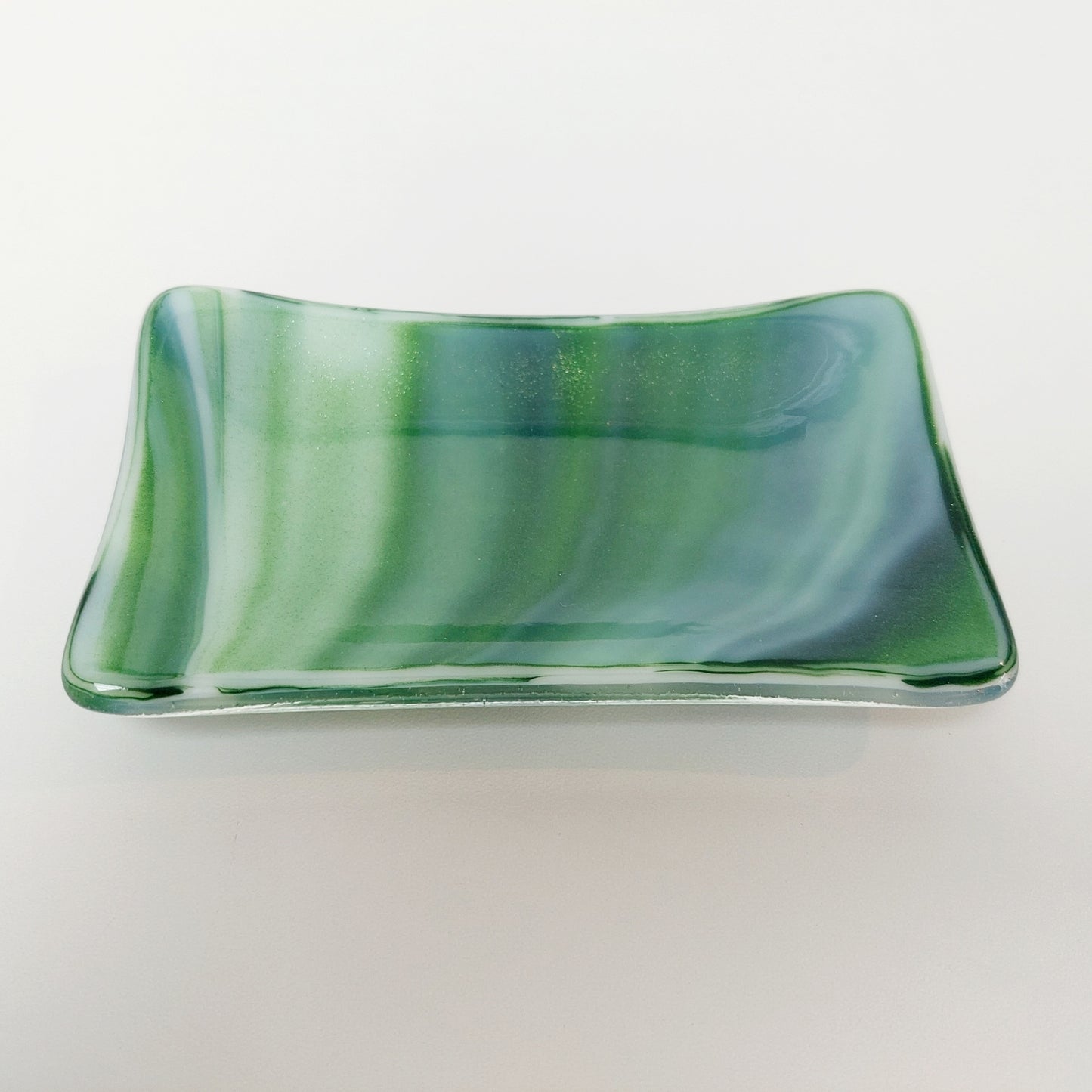 Spring on the Fells Green Glass Art Soap Dish