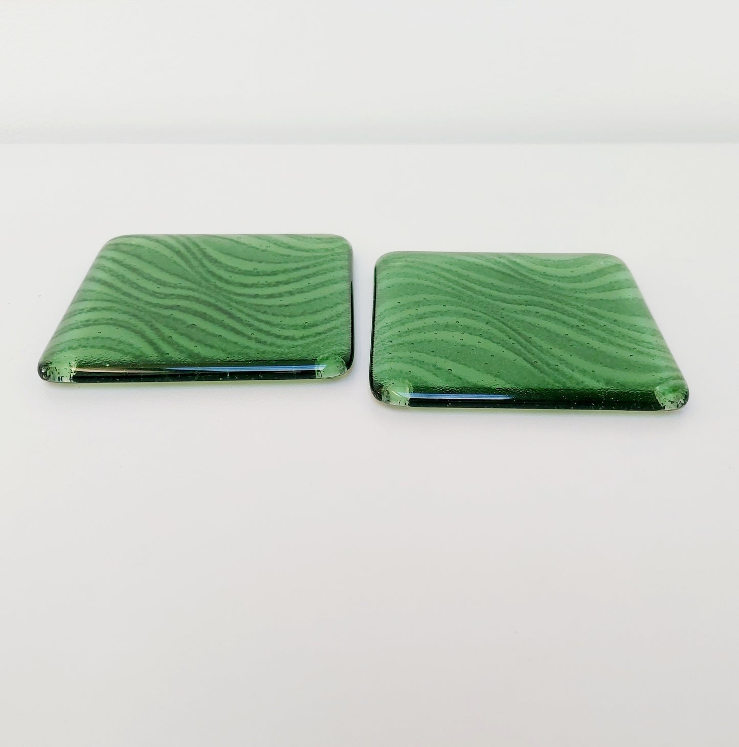 Grizedale Green Glass Art Coaster Handcrafted in the Lake District