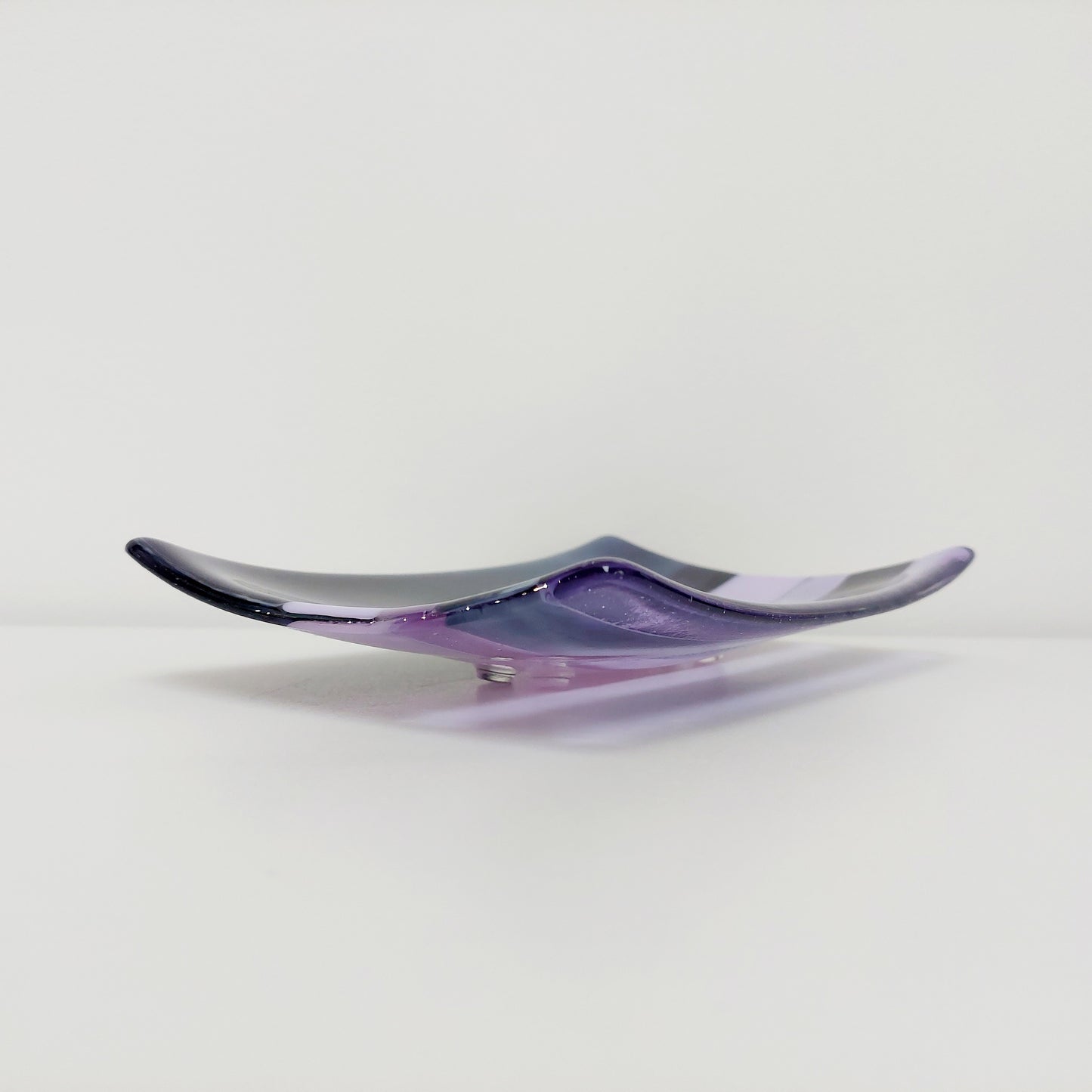 Midnight Glass Art Plate, Handmade Lilac and Purple Decorative Tray