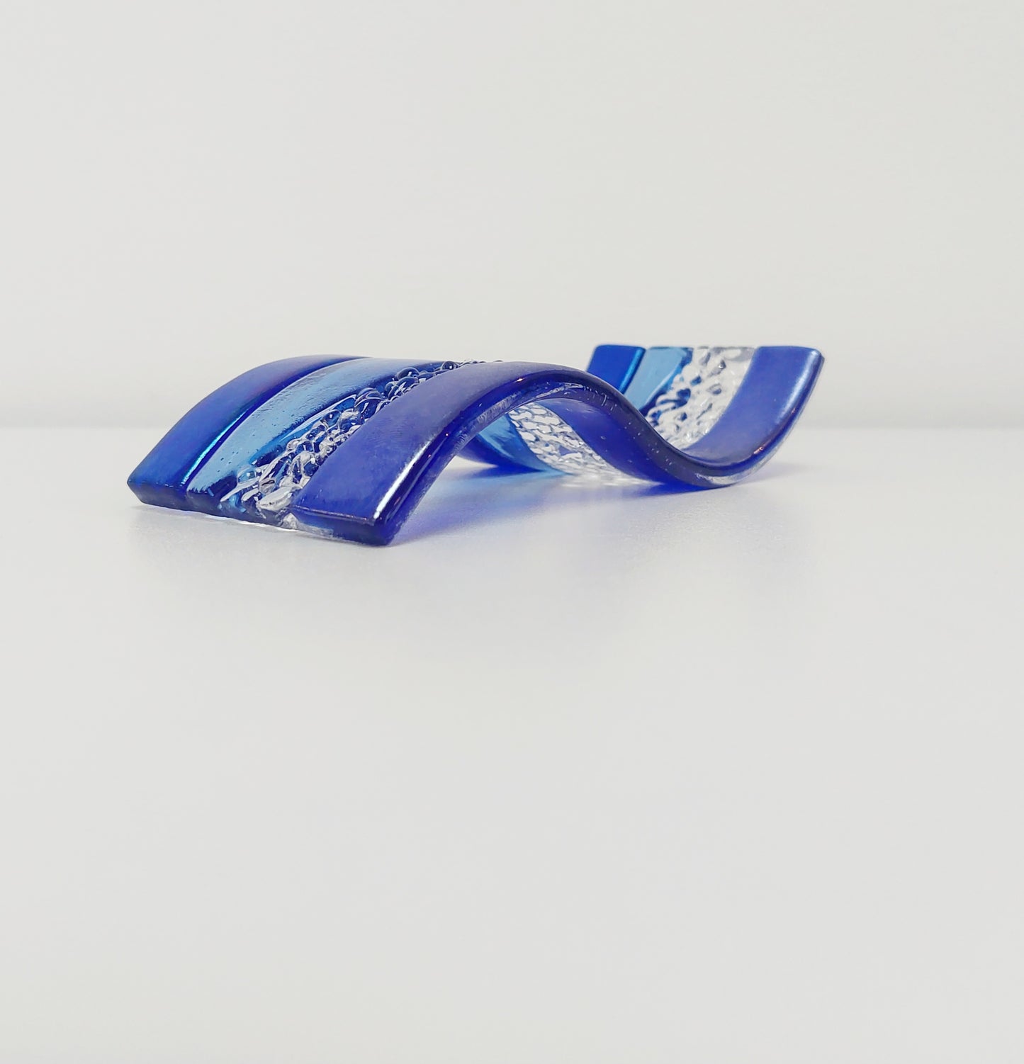 Sparkling Blue Glass Wave Ornament