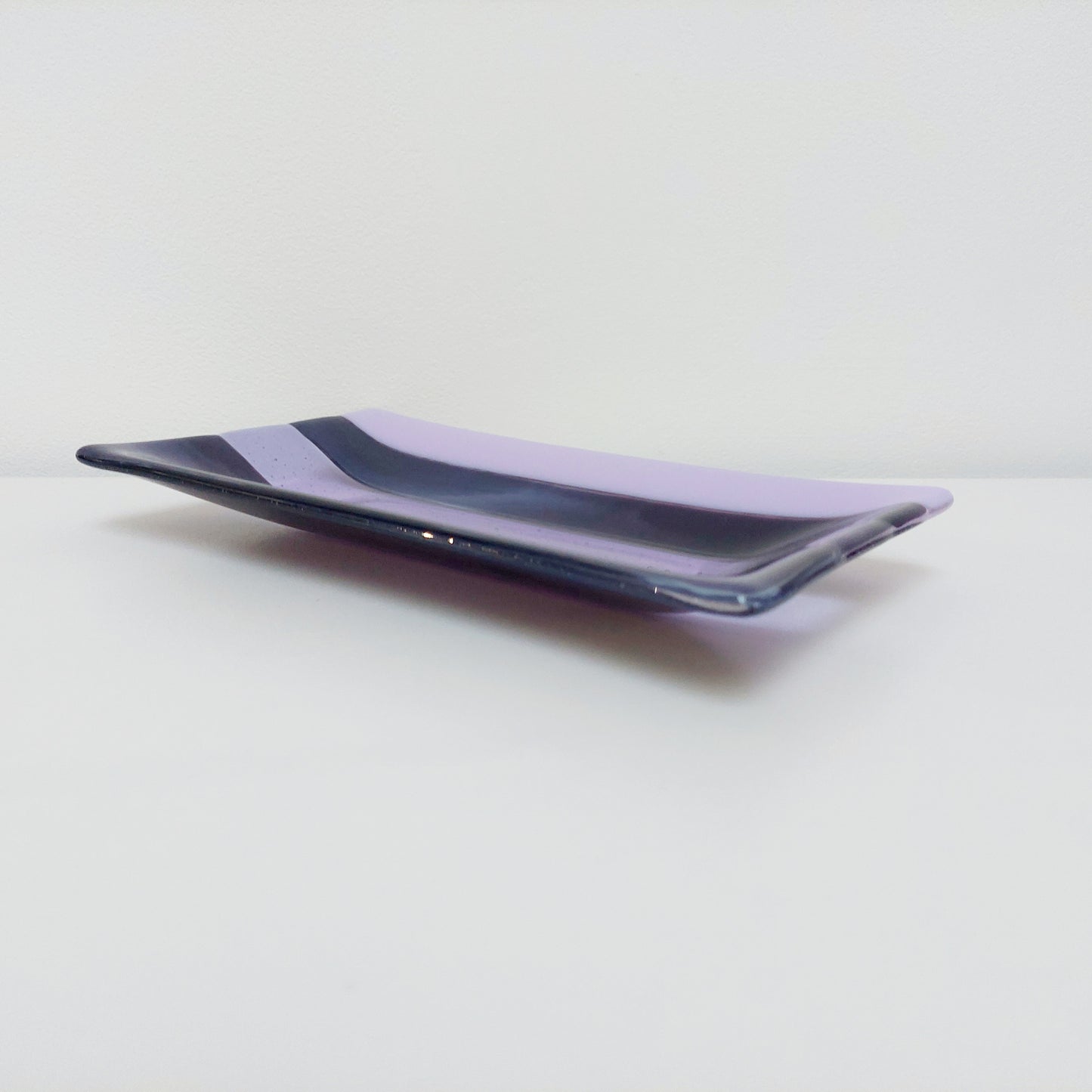 Midnight Glass Art Platter, Handmade Lilac and Purple Plate