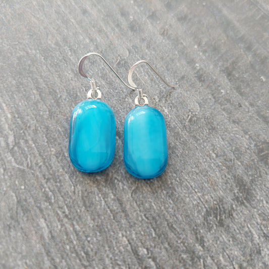 Turquoise Glass Drop Earrings