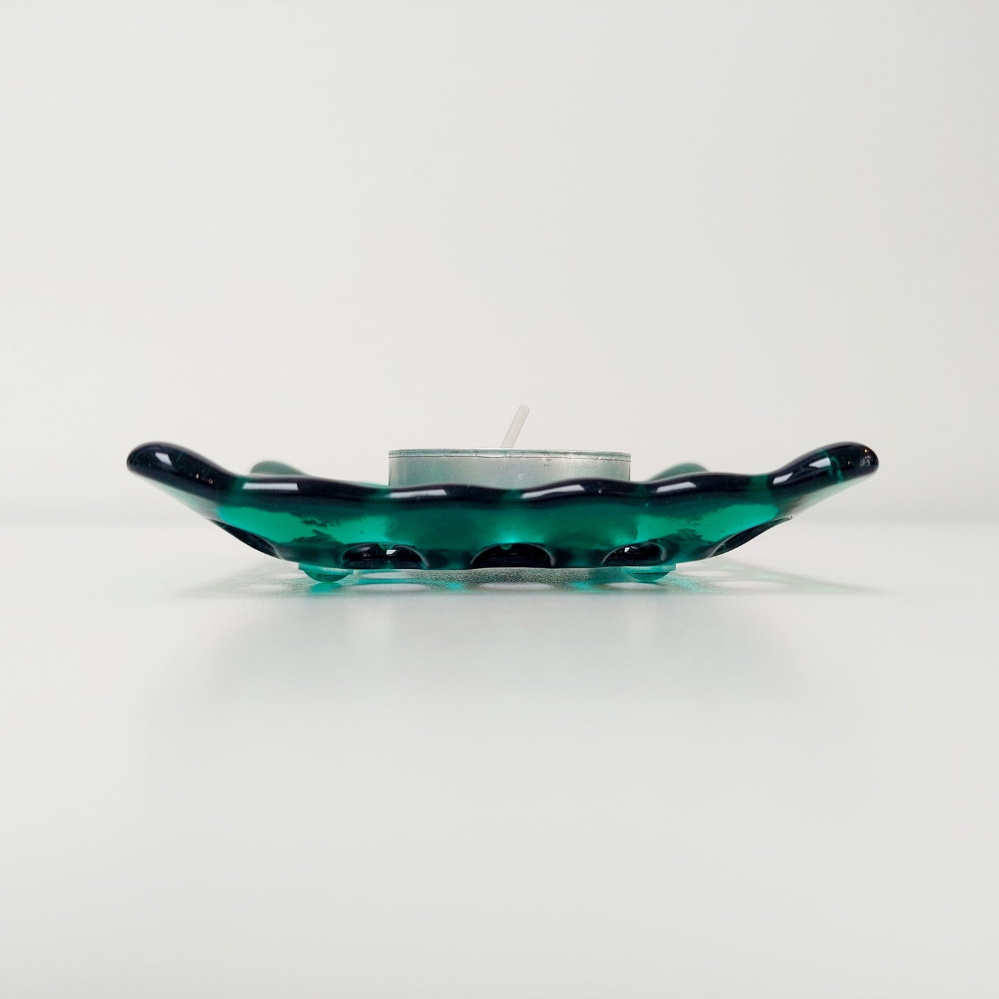 Emerald Green Glass Soap Dish with Holes