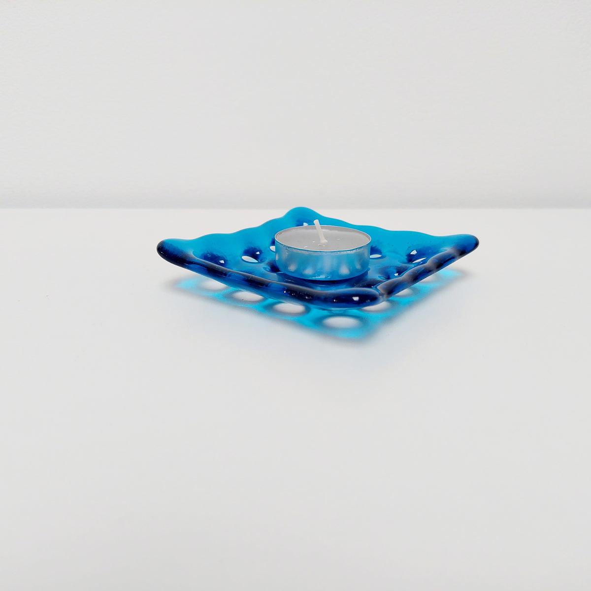 Turquoise Glass Soap Dish with Holes