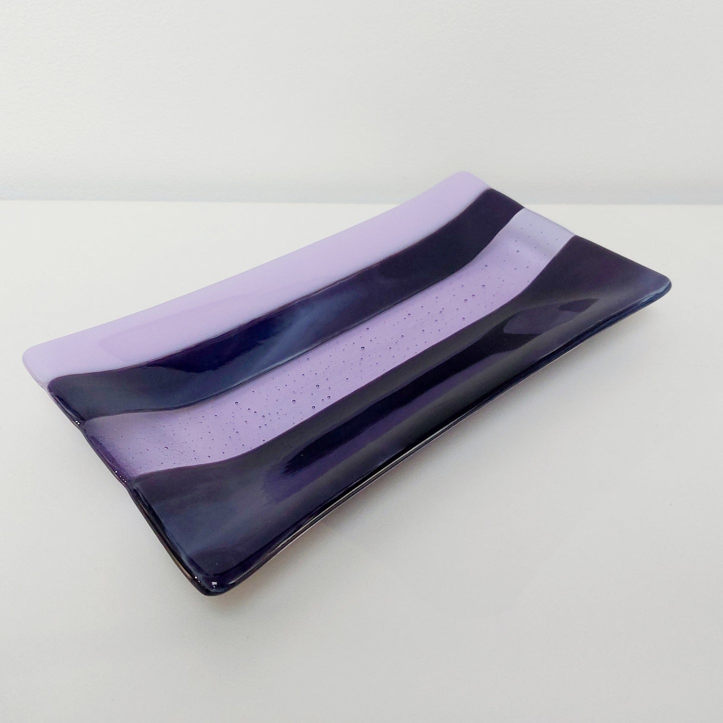 Midnight Glass Art Platter, Handmade Lilac and Purple Plate