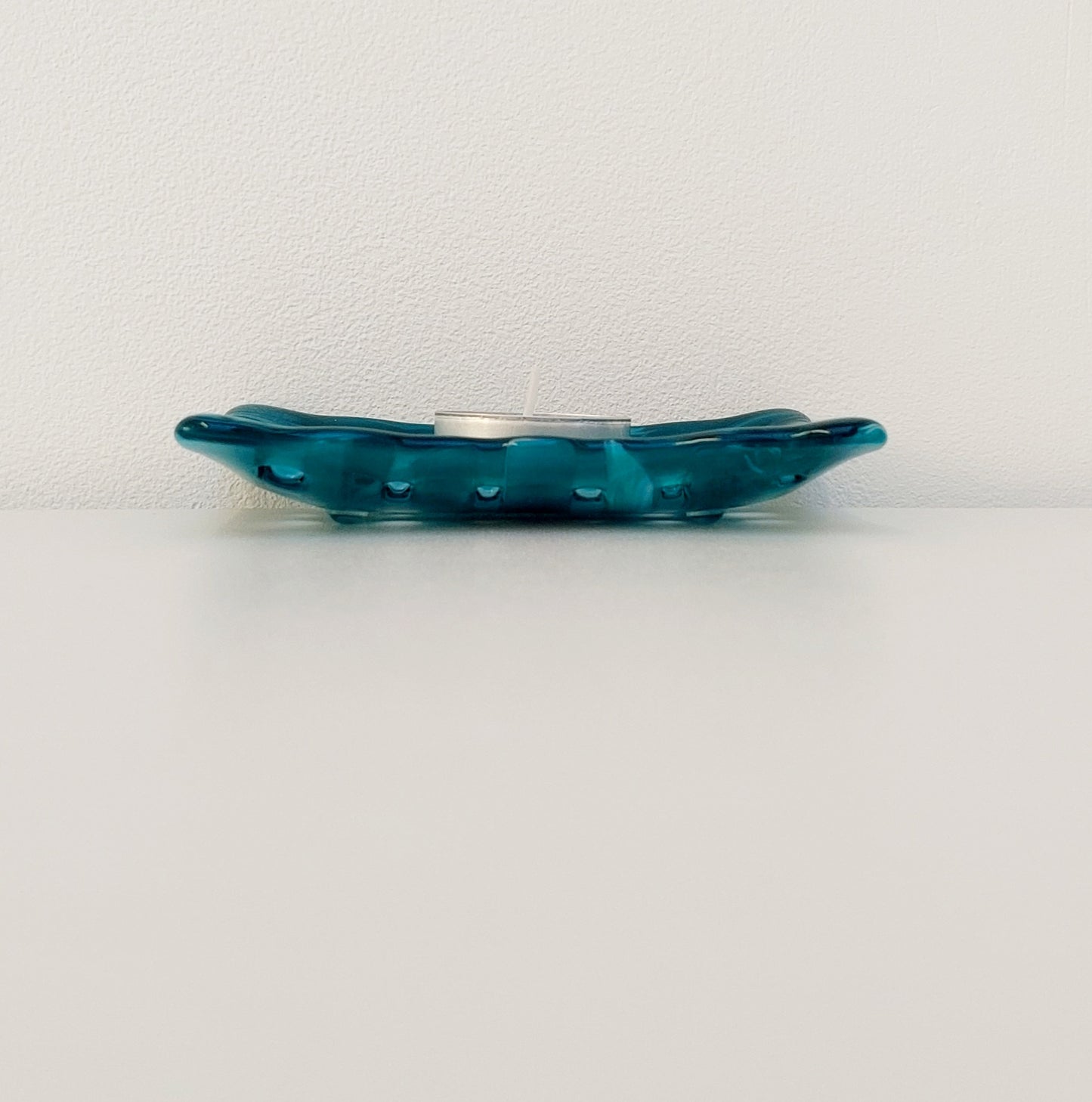 Rectangular Teal & Aqua Glass Soap Dish with Holes