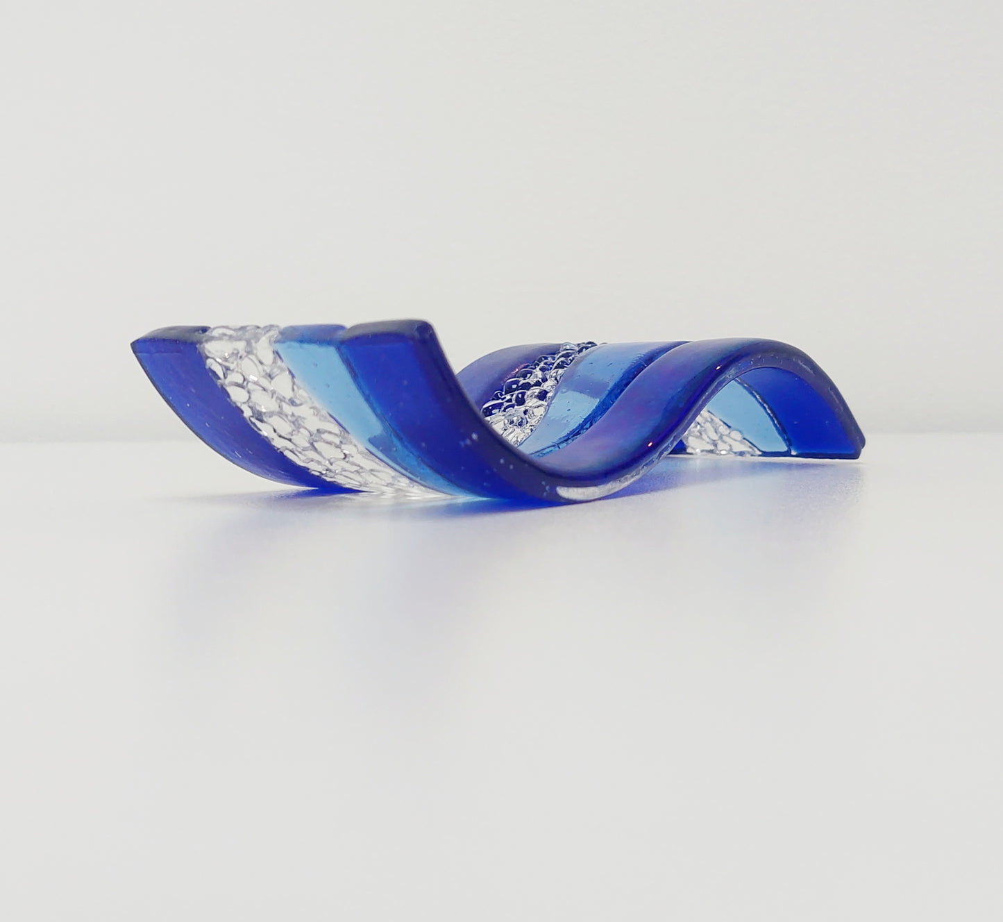 Sparkling Blue Glass Wave Ornament