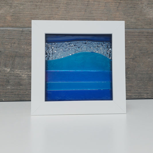 Lake District Framed Glass Landscape, Small Handmade Fused Glass Picture