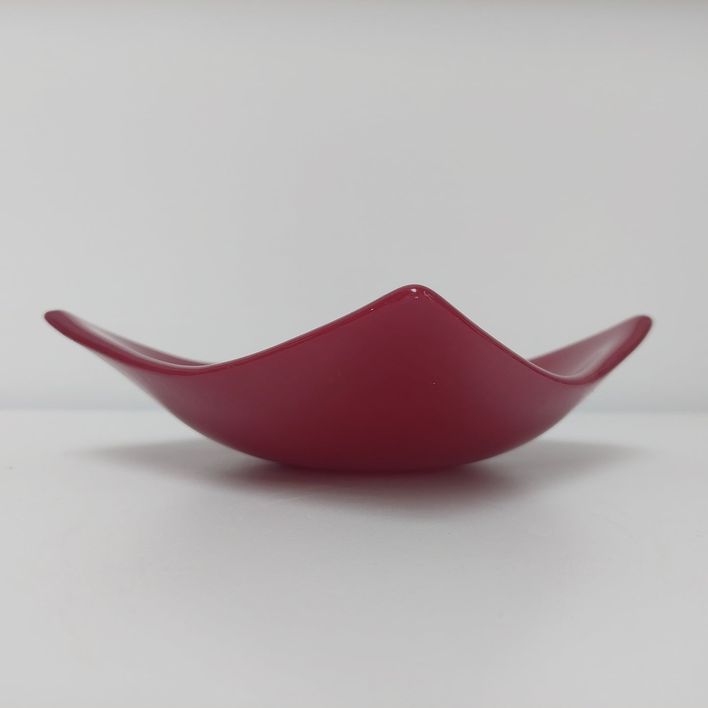 RESERVED for ANTONY - Dark Red Glass Trinket Bowl with a Heart Motif