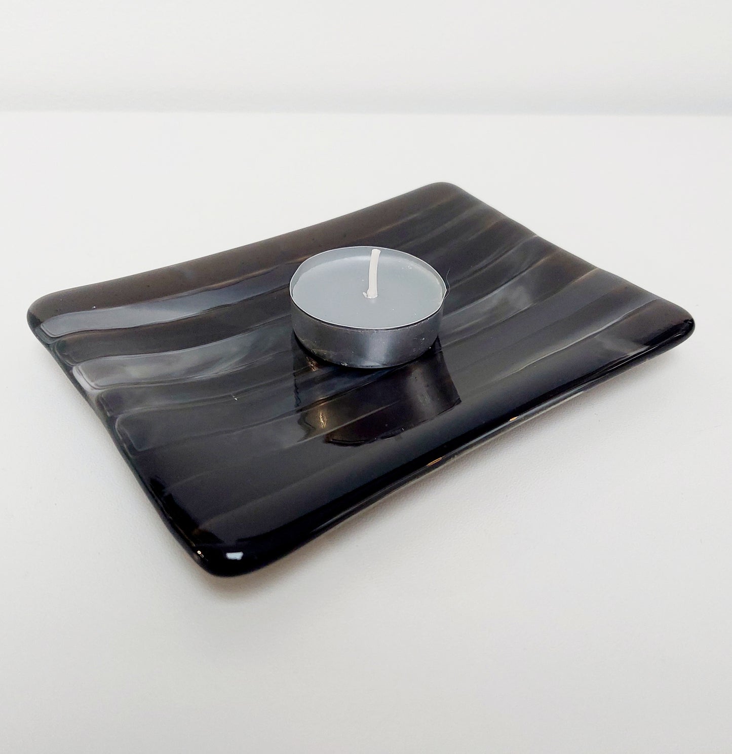 Stone Grey Glass Trinket Dish or Soap Tray