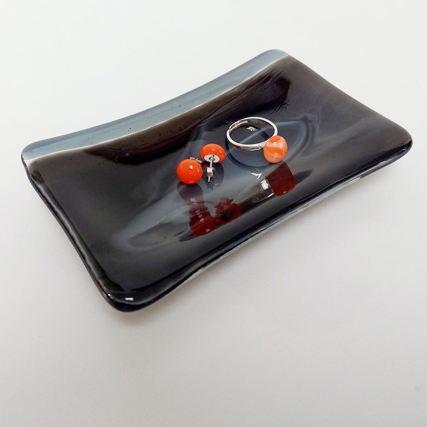 Artisan Grey Glass Soap Dish Handcrafted in the Lake District