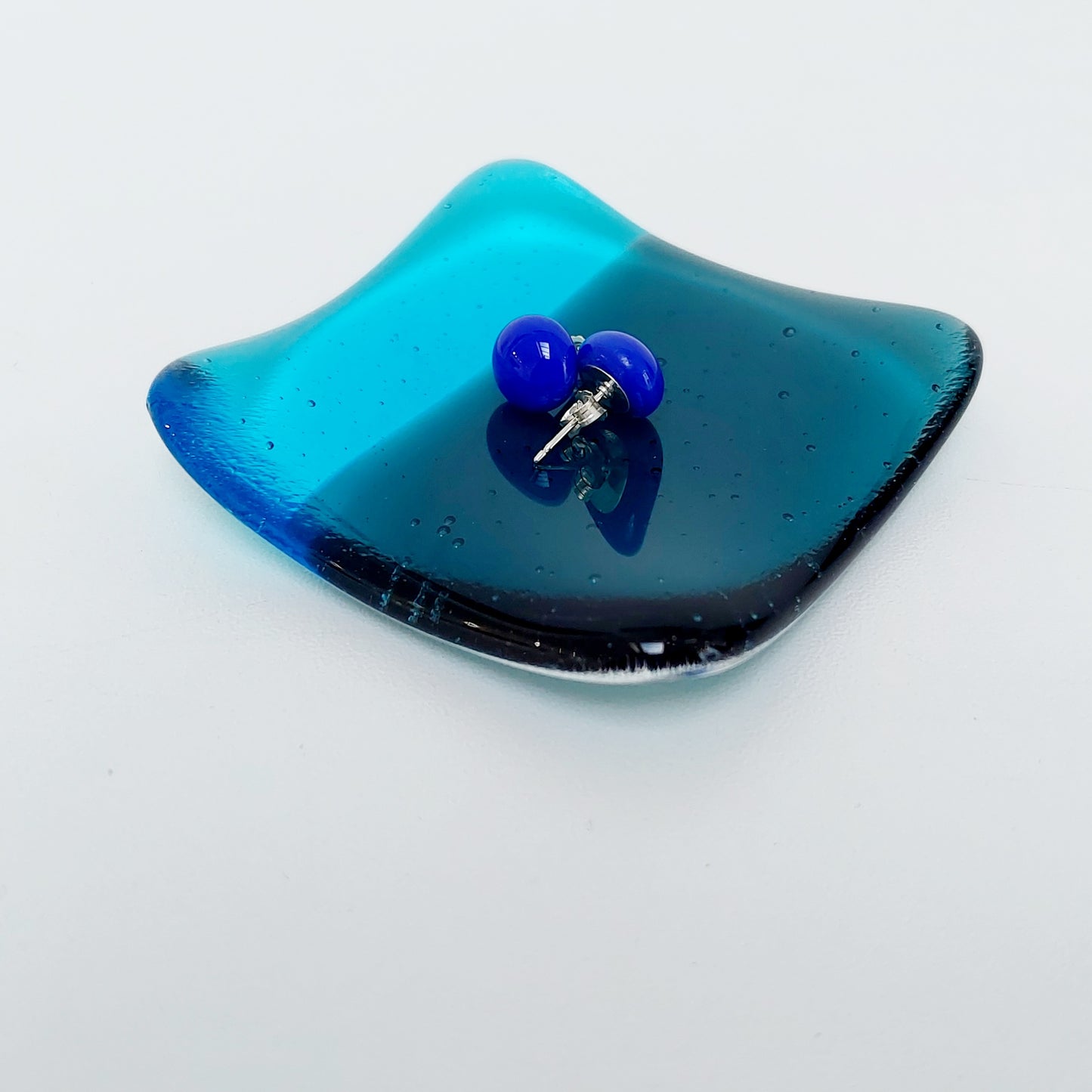 Sea Blue and Turquoise Glass Ring Dish