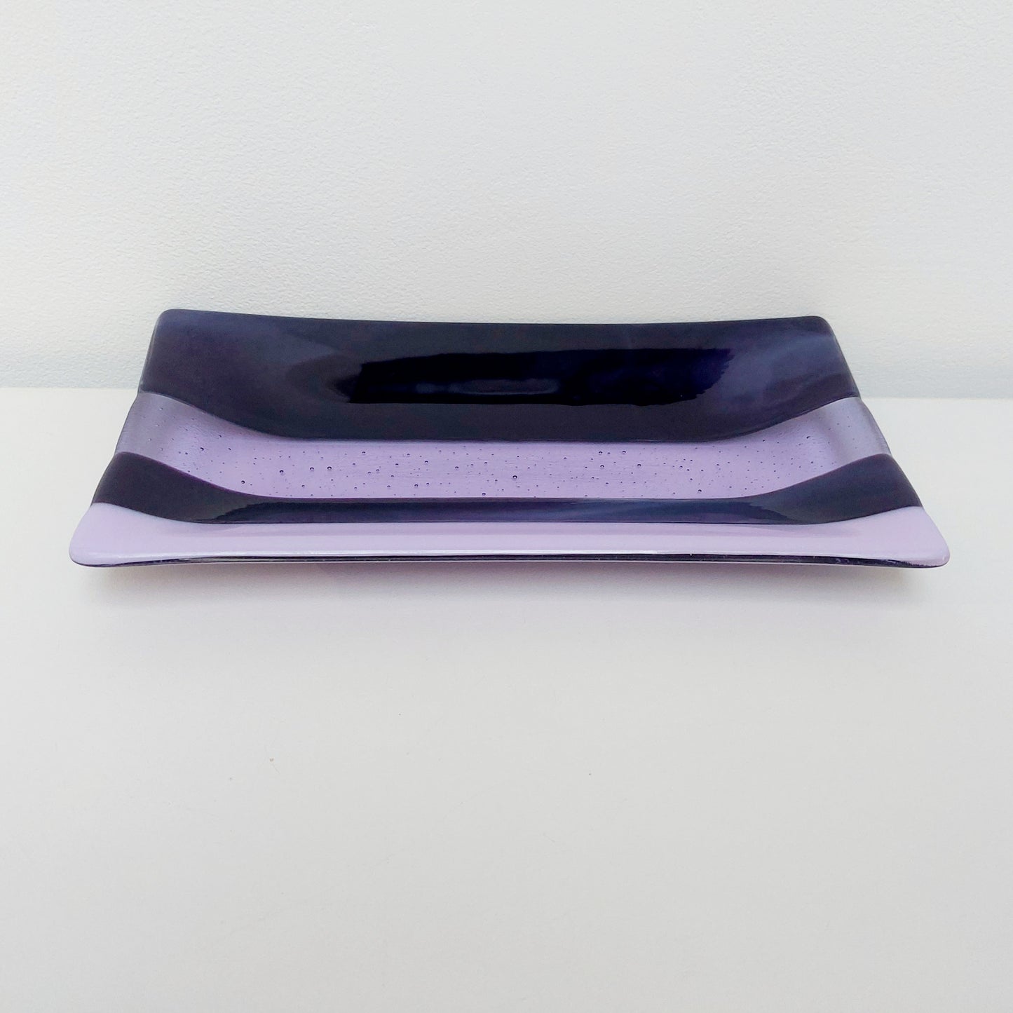 Midnight Glass Art Platter, Handmade Lilac and Purple Plate