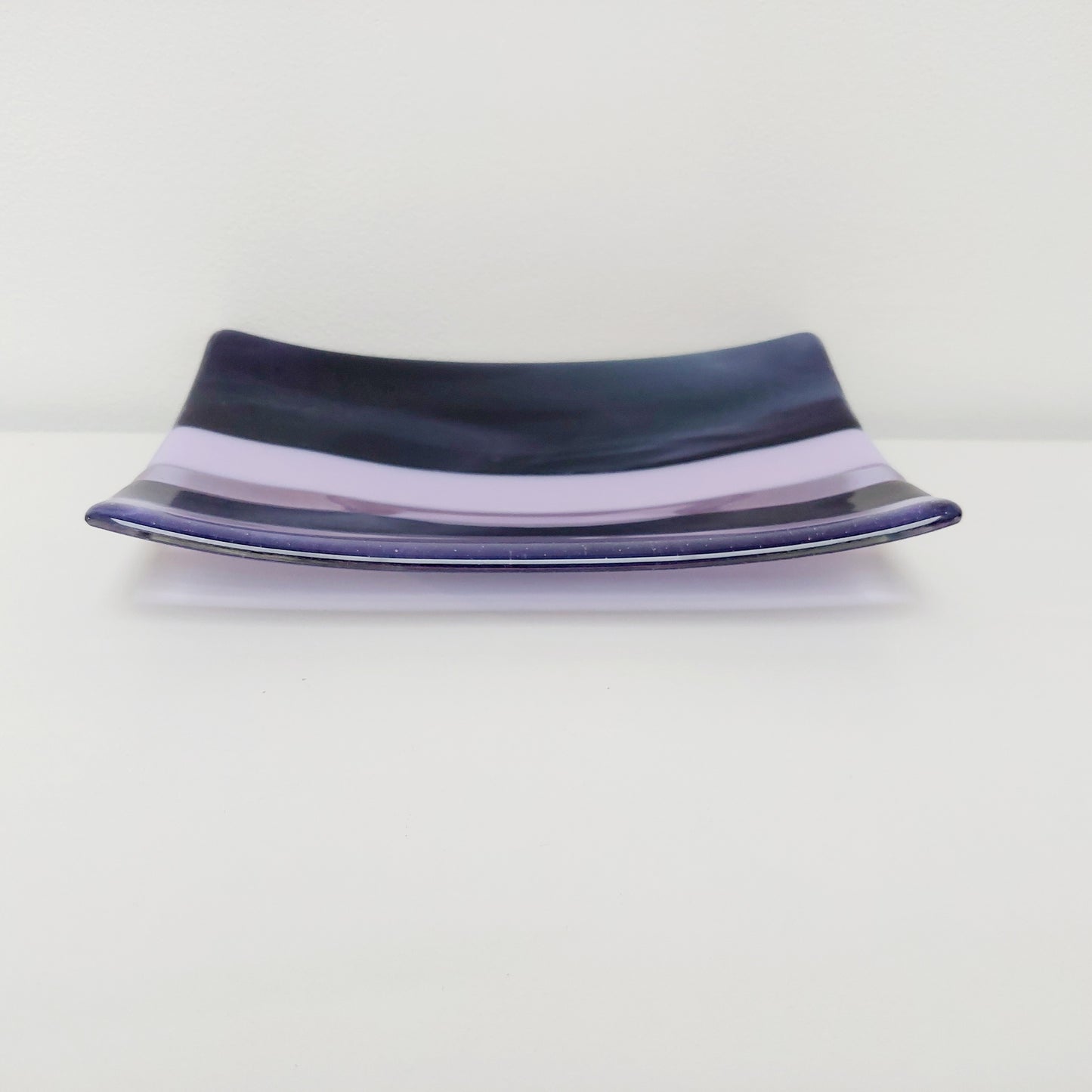 Midnight Glass Art Plate, Handmade Lilac and Purple Decorative Tray