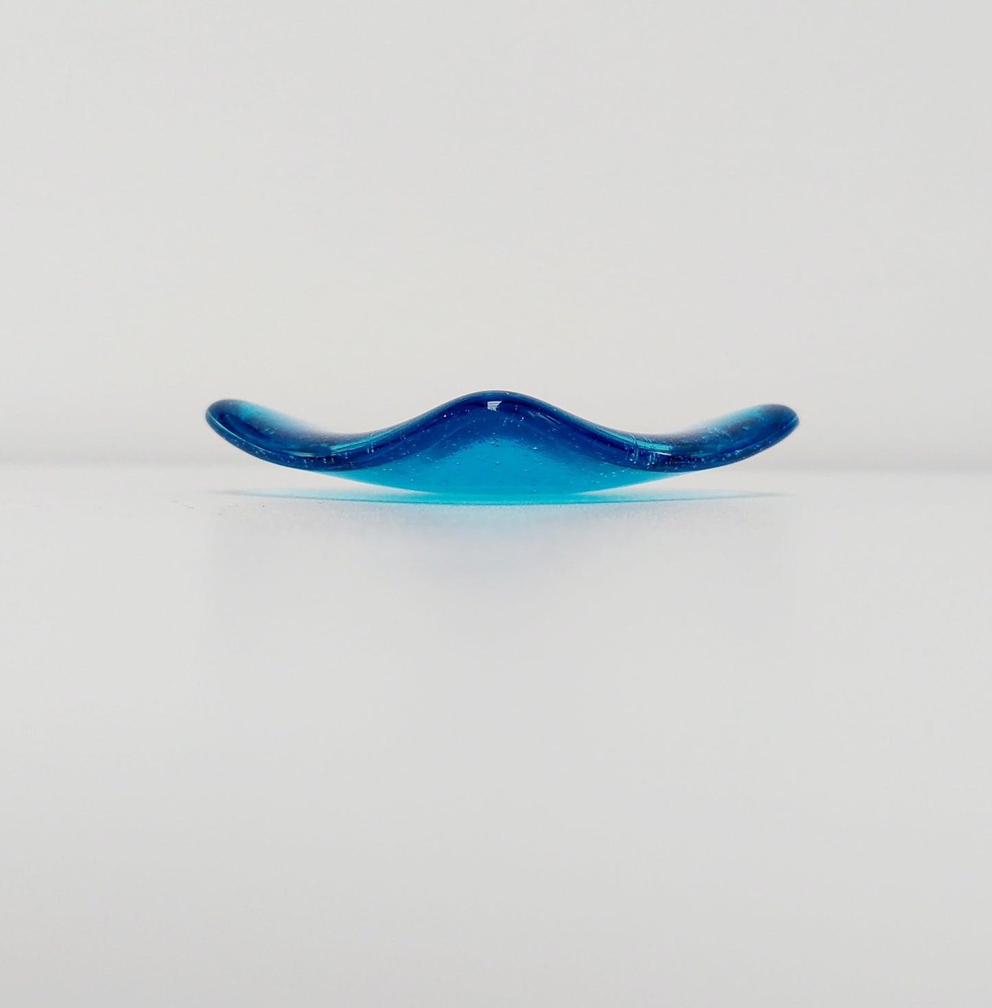 Turquoise Glass Heart Ring Dish, Small Handmade Fused Glass Trinket Dish