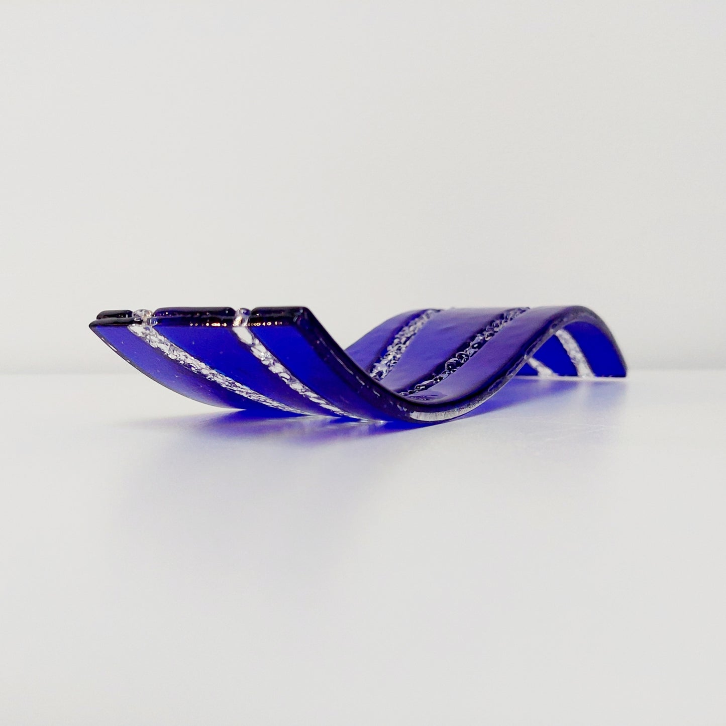 Handmade Cobalt Blue Glass Wave, Lake District Inspired Sculpture