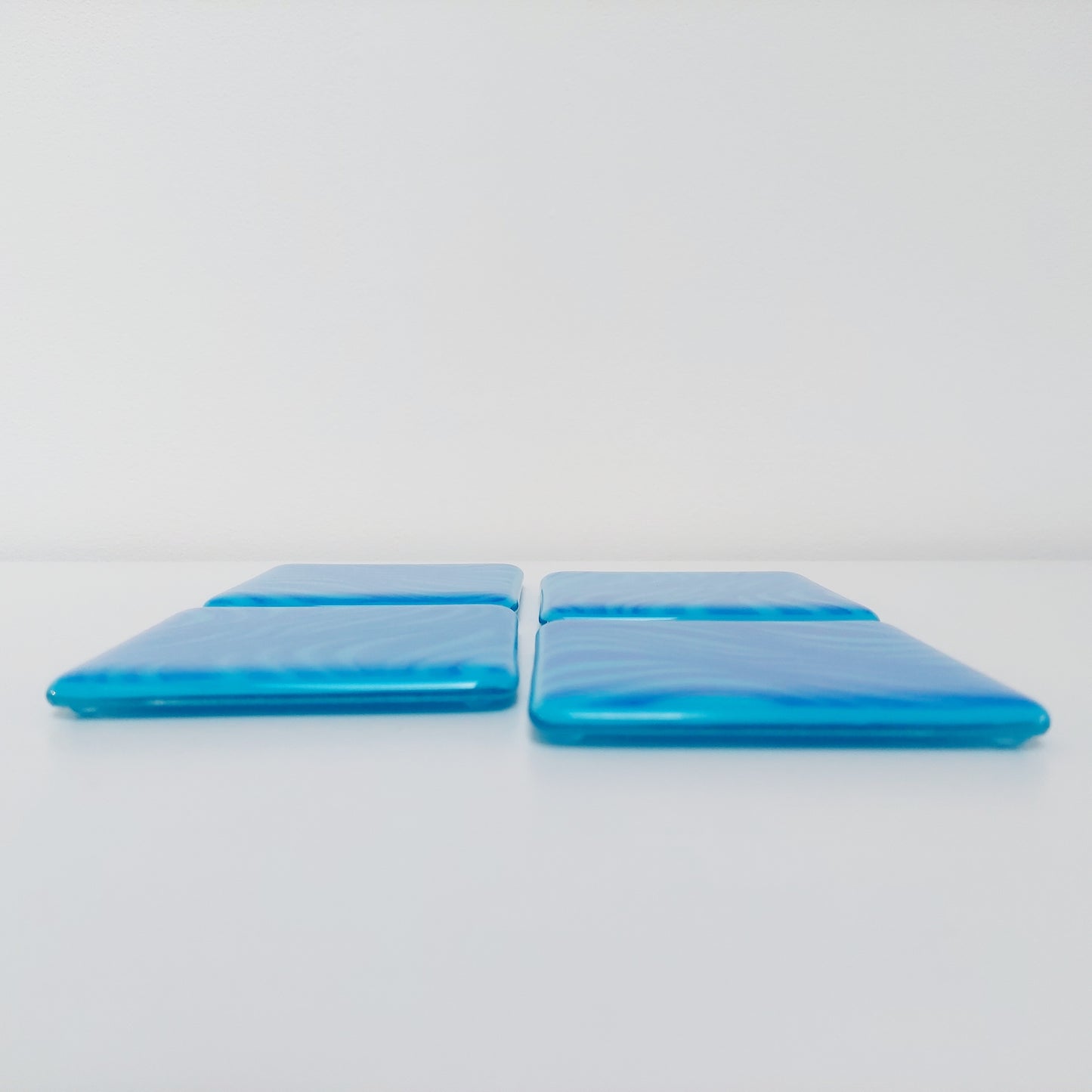Turquoise and Cobalt Blue Glass Coasters Handcrafted in the Lake District