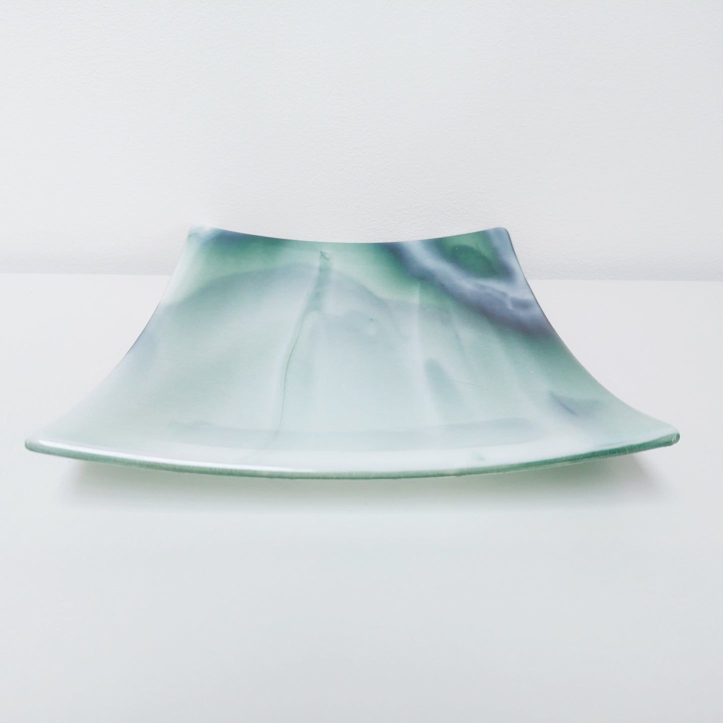 Large Green Glass Art Plate, Table Centrepiece