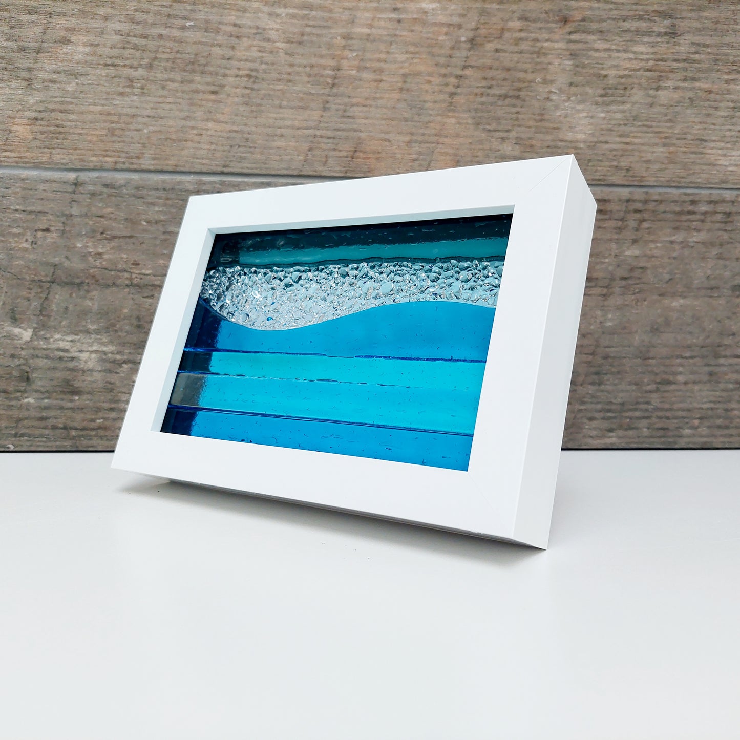 Turquoise & Aqua Framed Glass Picture - Derwent Water Inspired