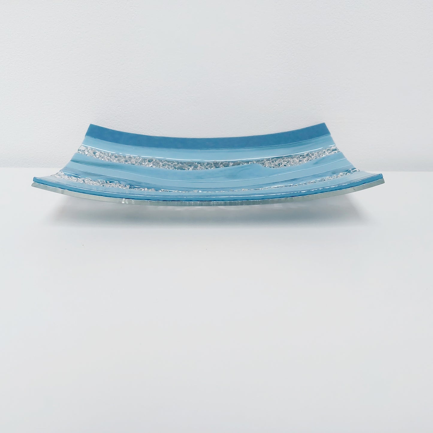 Marine Blue Glass Art Plate, Artisanal Coffee Table Centrepiece