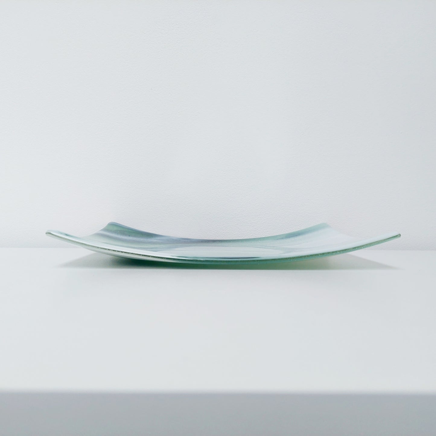 Large Green Glass Art Plate, Table Centrepiece