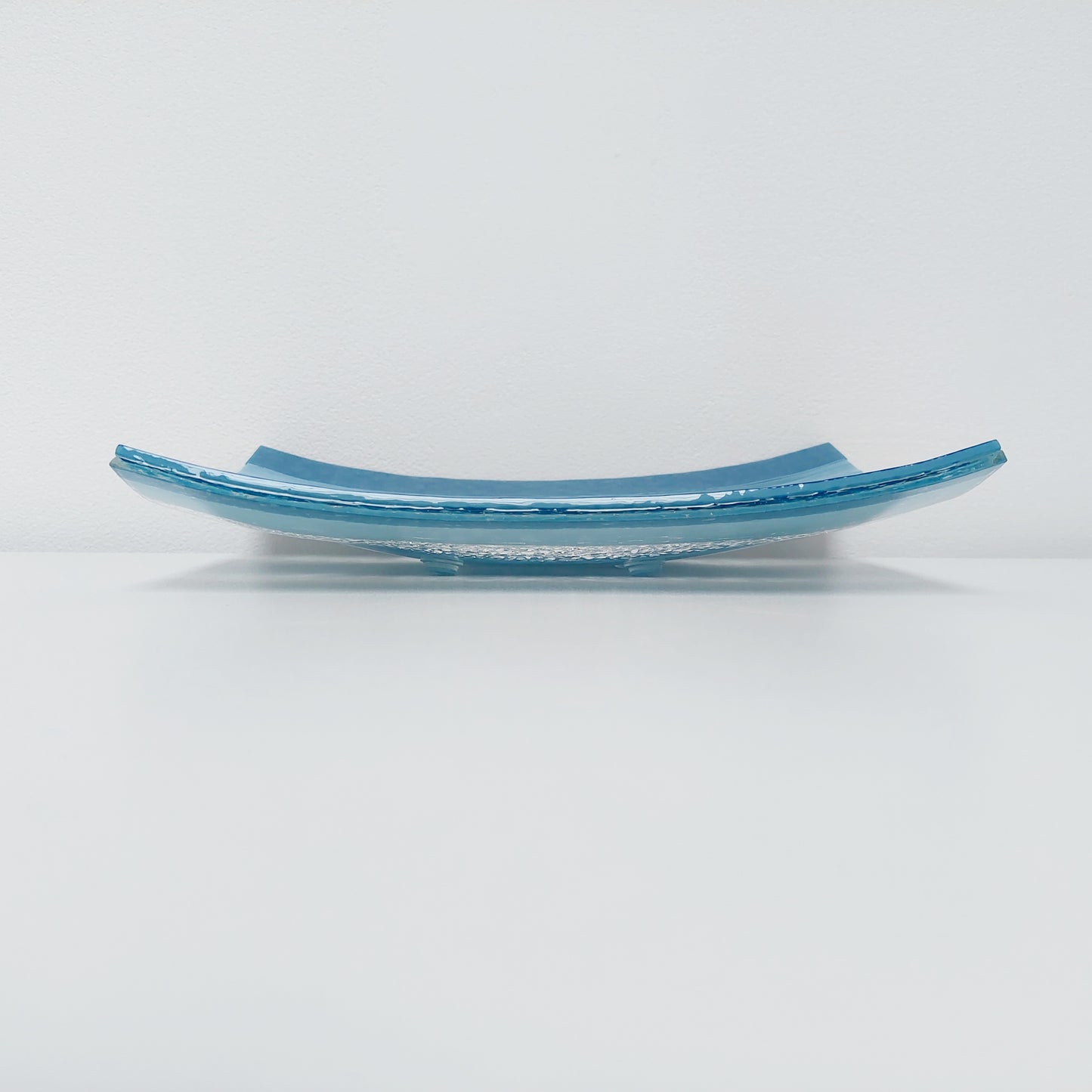 Marine Blue Glass Art Plate, Artisanal Coffee Table Centrepiece
