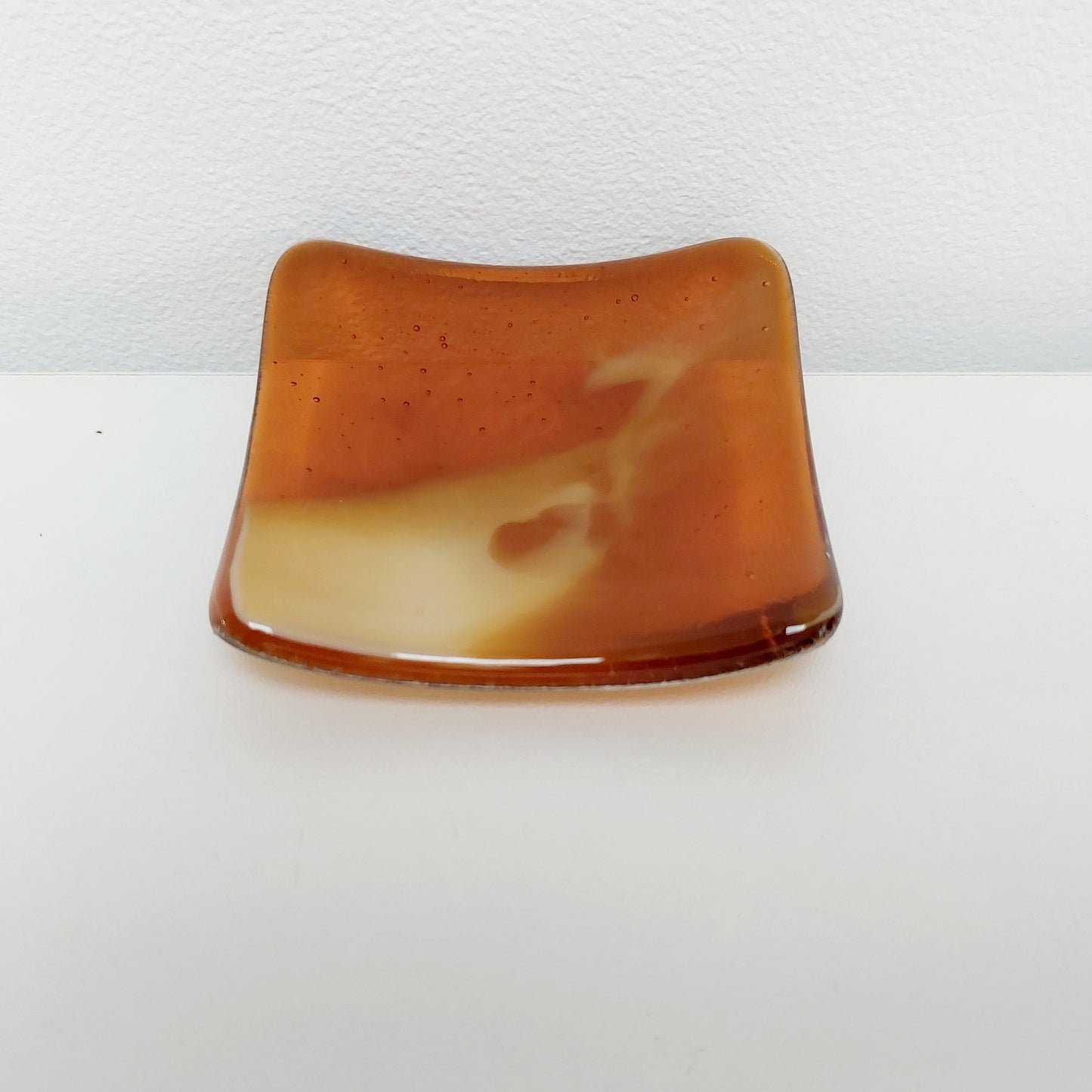 Amber Glass Art Ring Dish