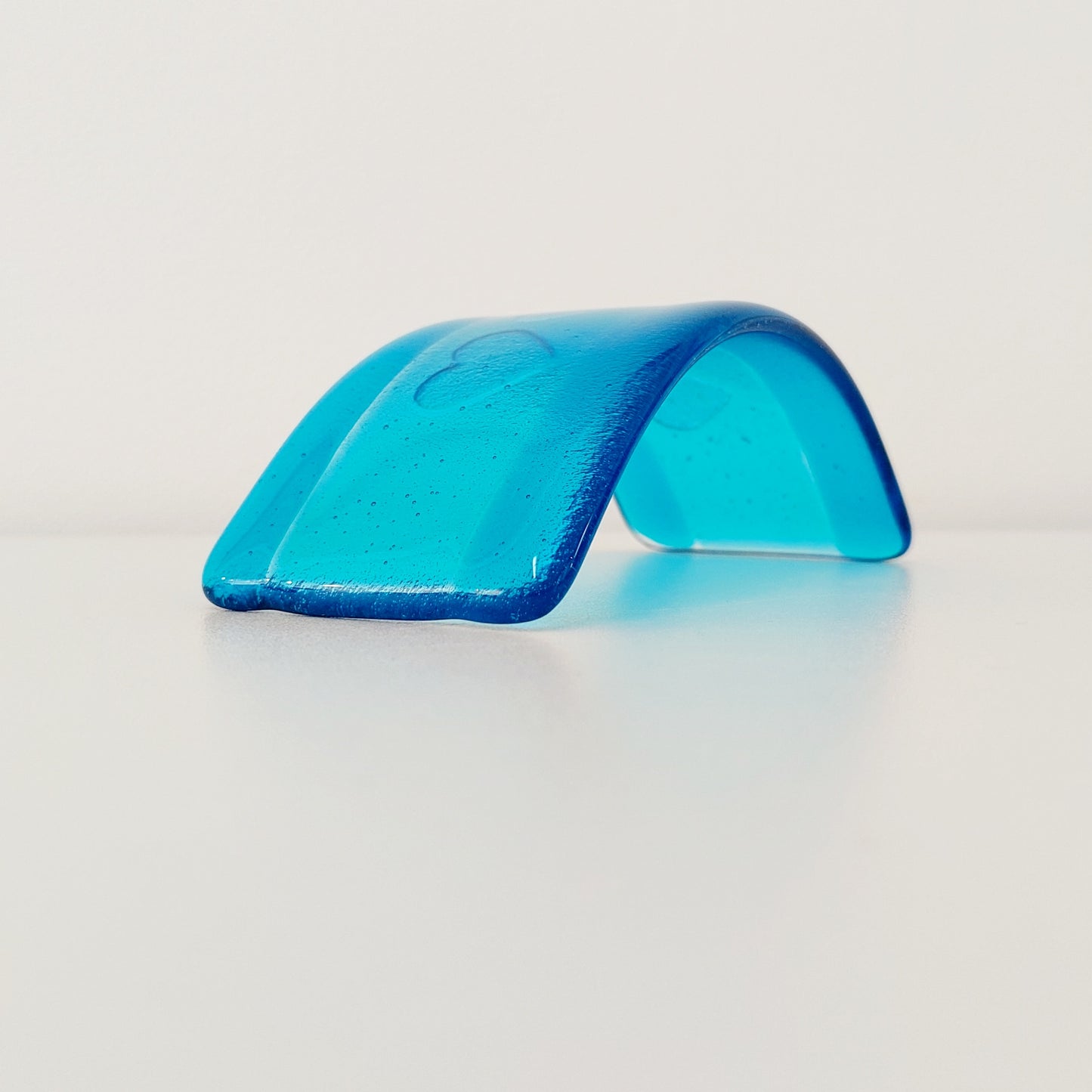 Small Turquoise Glass Heart Curve