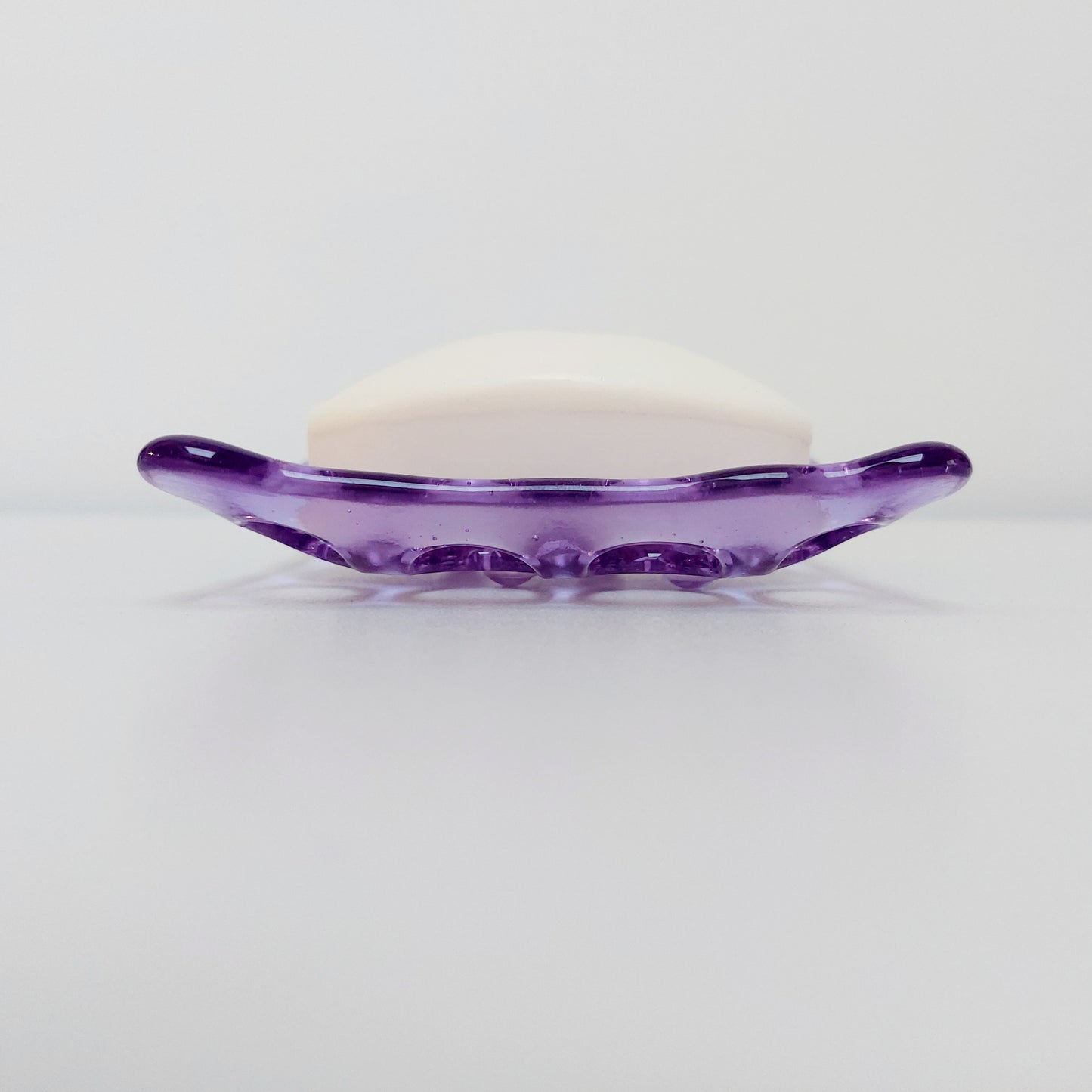 Handmade Lilac Glass Soap Dish with Holes