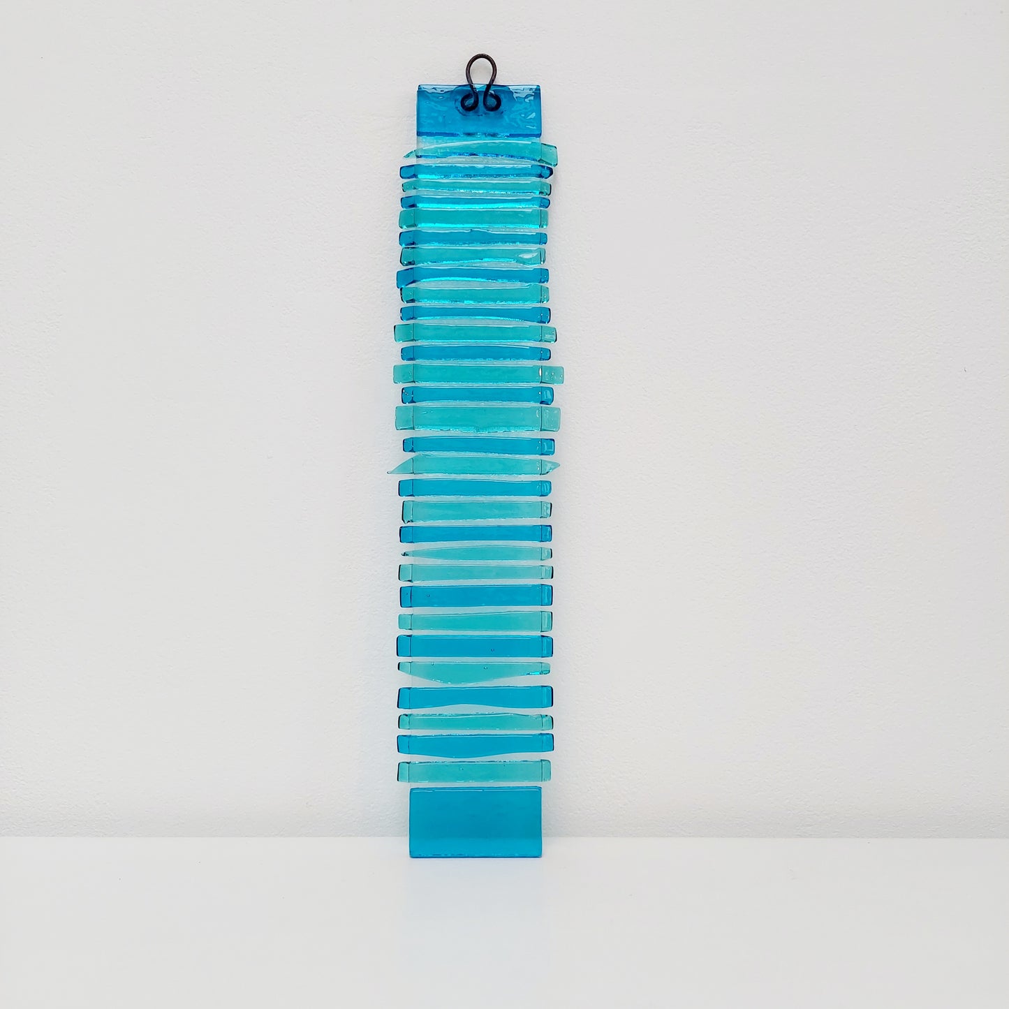 Aqua Turquoise Glass Wish Stick, Handmade Fused Glass Suncatcher