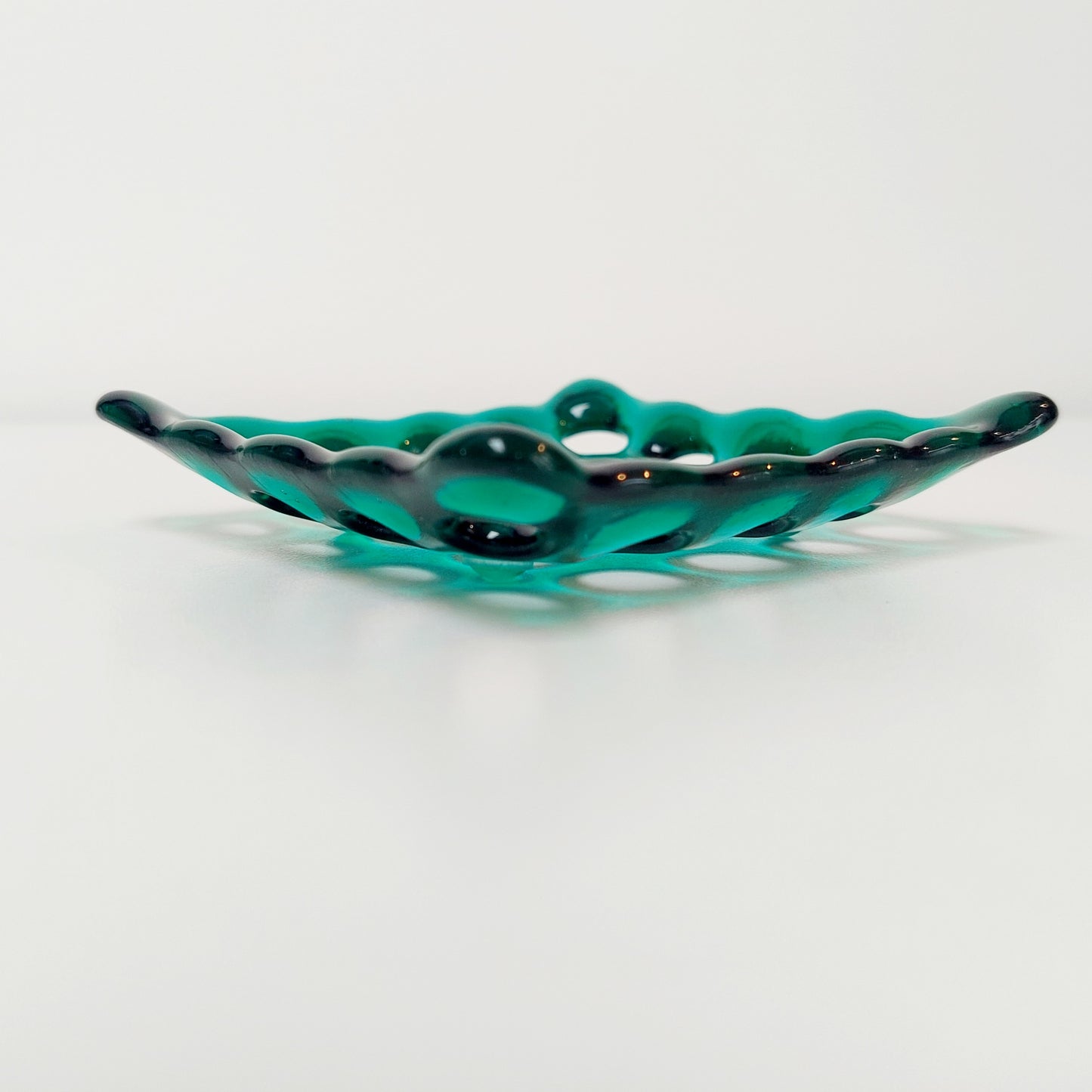 Emerald Green Glass Soap Dish with Holes